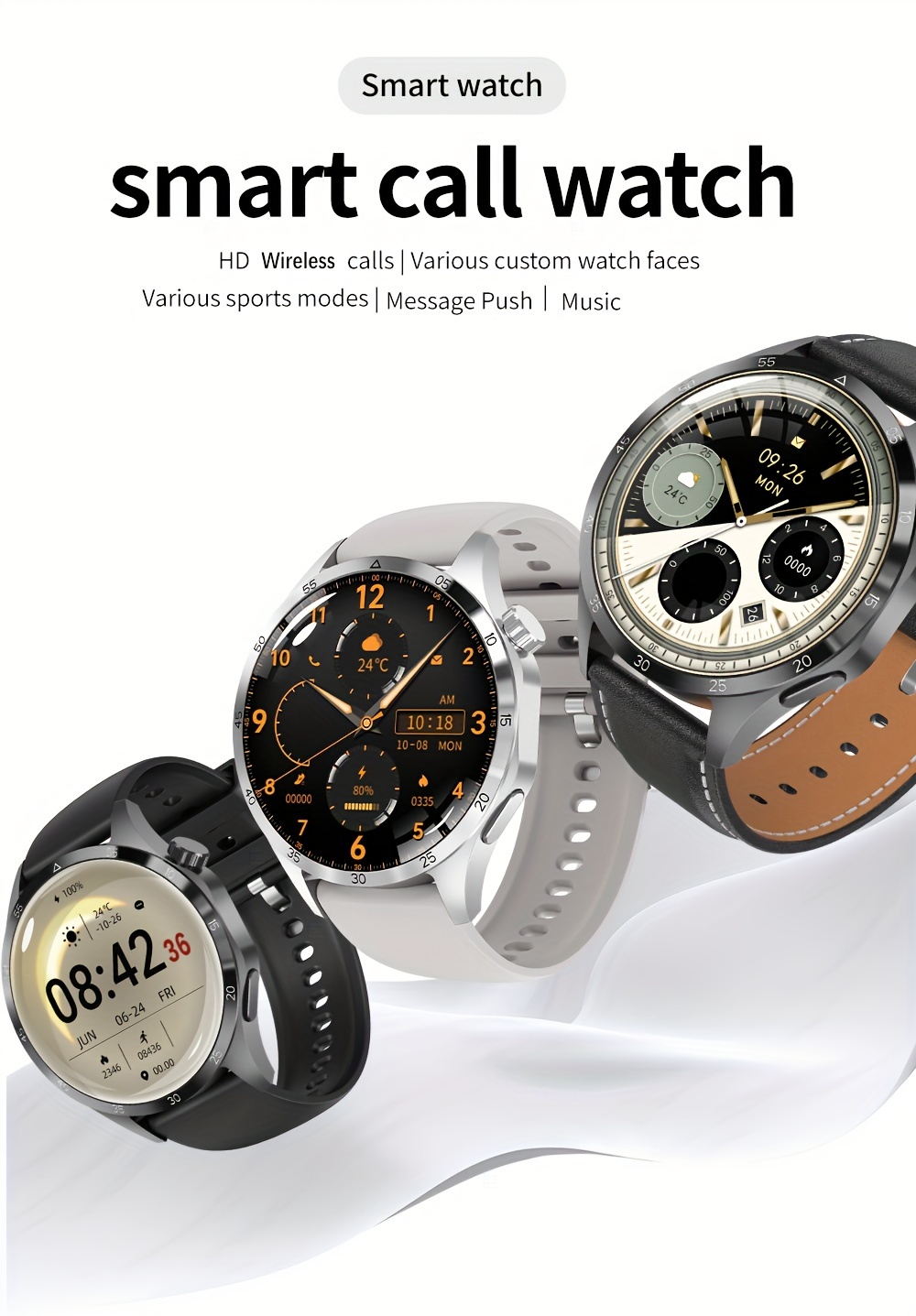 NFC Smart Watch For Men, GPS Motion Trajectory AMOLED 360*360 HD Screen, AI Voice Wireless Call, Compass Sport Fitness Tracker Smart Watches_voghion.com