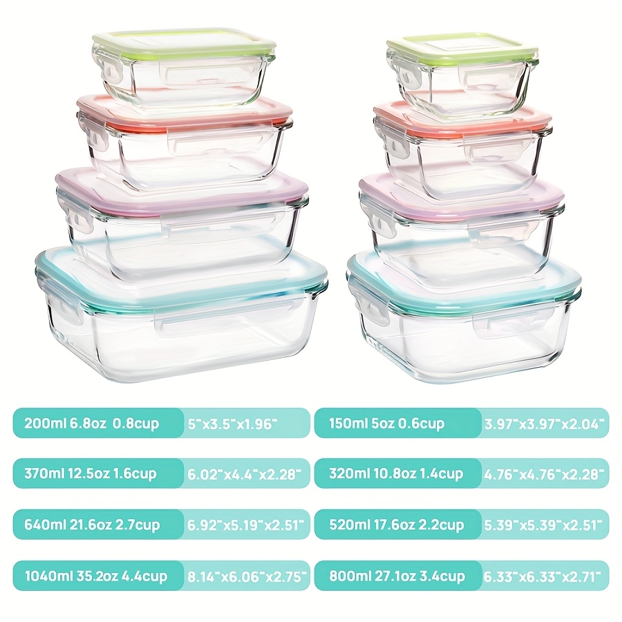8  glass food storage containers leak proof seal microwave oven freezer and dishwasher safe with   lids for meal prep   pantry and kitchen organization pantry organization Product details 0