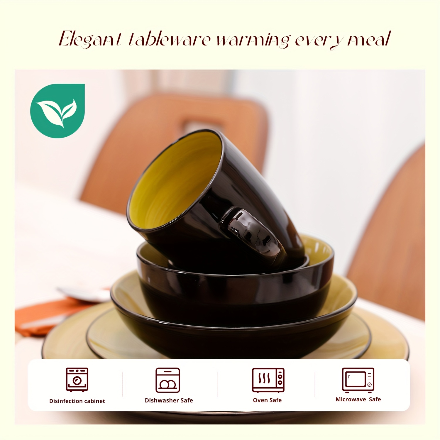 6pcs vintage green floral ceramic dinnerware set, rose pattern