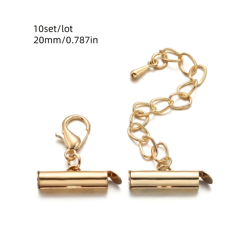TEMU 10 Sets/Lot 20Mm Fermoirs Crochets Chaîne Extensible Bracelet Connecteurs Extrémités Poussoir pour la Fabrication de Bijoux et la Bijouterie