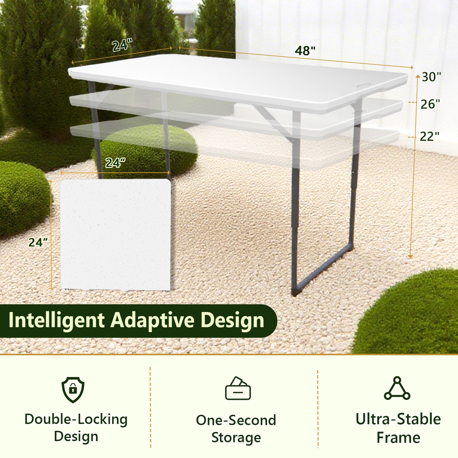 TEMU 4/6ft Folding Table, With Metal Legs, Sturdy And Durable. The Plastic Tabletop Is Easy To Clean And Suitable For Camping, Outdoor Activities, ,