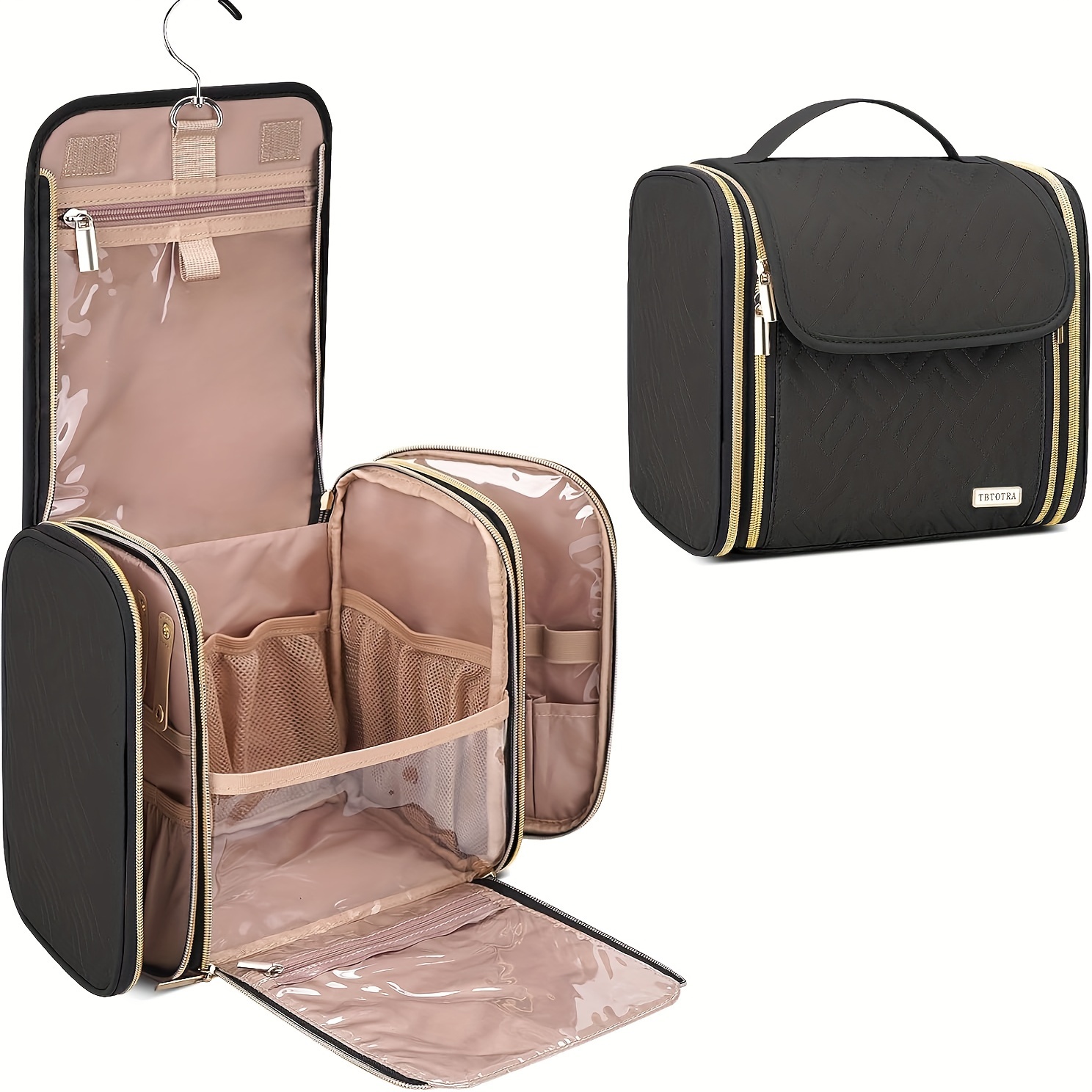 TEMU Travel Toiletry Bag For Large Capacity, Portable Hanging Cosmetic Bags, Travel Essentials Organizer, Hanging Makeup Case For Accessories, Cosmetics, Toiletries, Pink,valentine's Day Gift