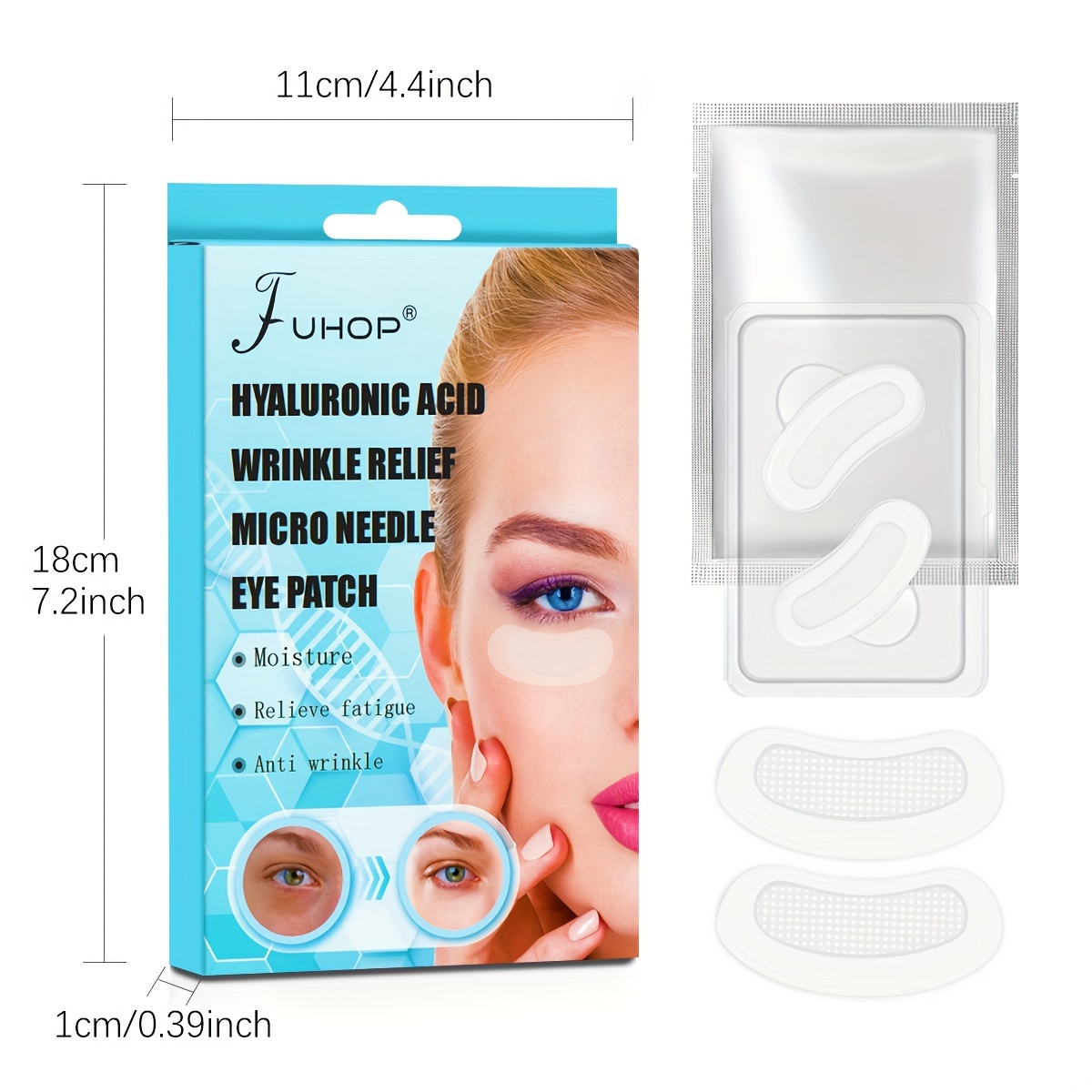 1 Pair Hyaluronic Acid Microneedle Eye Patches, Microcrystalline