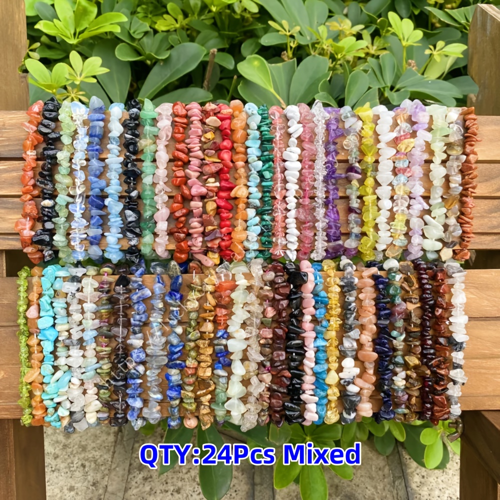 12/24pcs Bohemian Natural Stone Bracelet Set - Elegant Beaded, Colorful Wristbands, Fashion Accessories - Ideal For Daily Wear & Parties - Perfect Father's Day, Thanksgiving, Christmas Gift