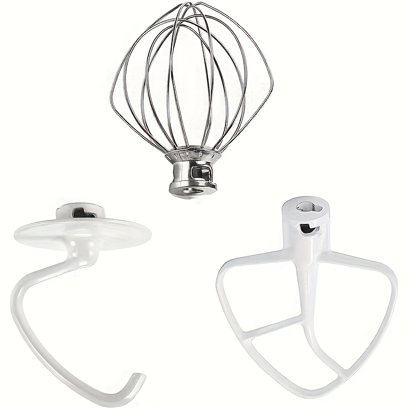 3pcs Stainless Steel Kitchen Accessory Set - K45ww Whisk Ball, K45dh Dough Hook & K45b Mixing Paddle - Food-safe Tools For Efficient Mixing