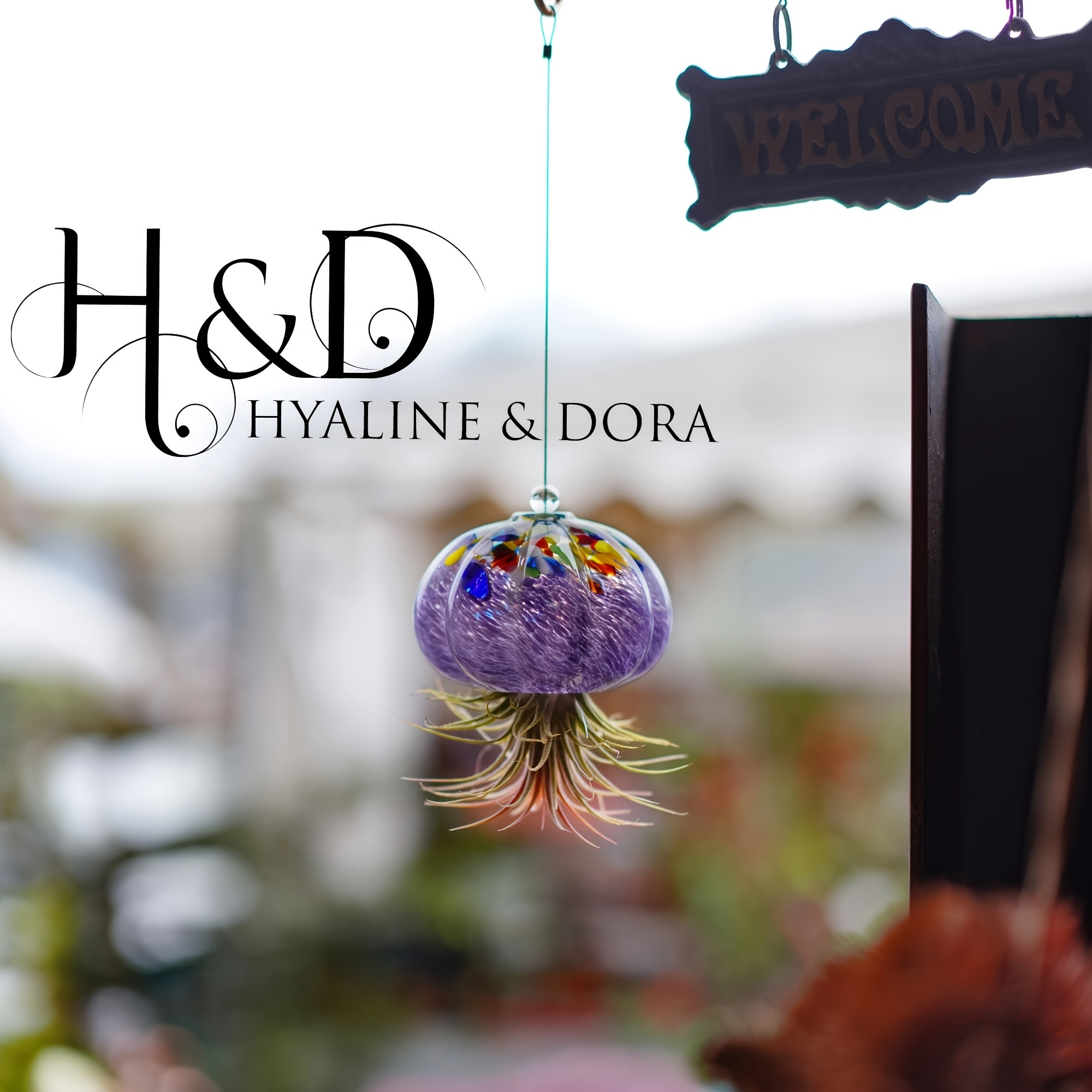 

H&d & Crystal Hanging Jellyfish Air Planter Handmade Blown Glass Plants Garden Ornament Gifts (no Plants)