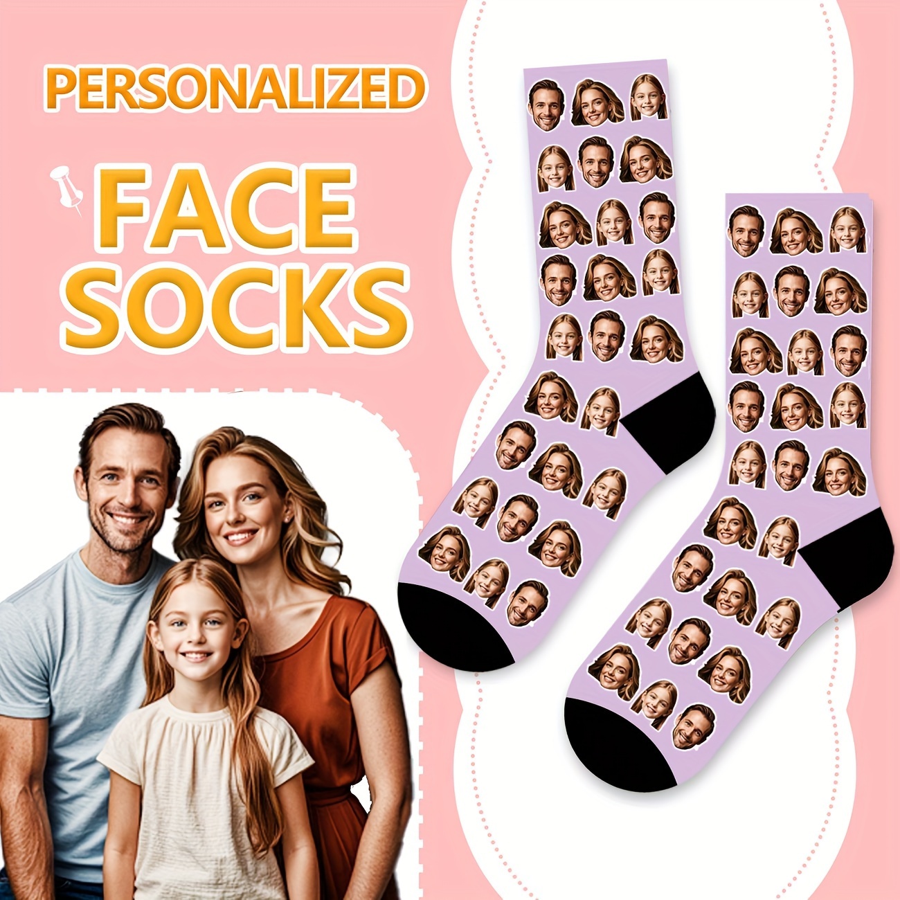 

Custom Face Photo Men's Crew Socks - Personalized Couples' Mid-calf Socks, Valentine's Day & Birthday Gifts, Fits Eu Size 32-40