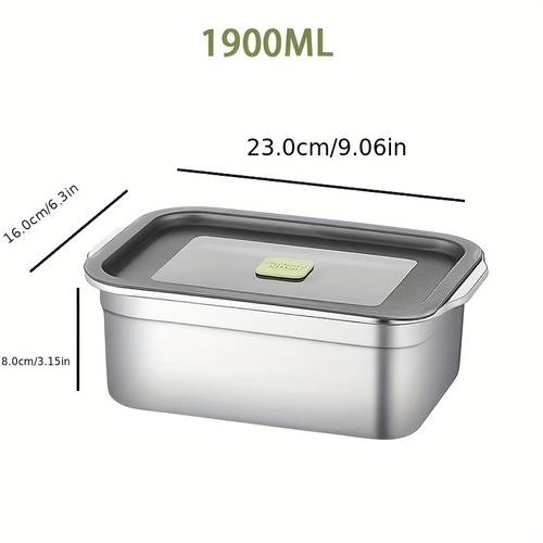 1pc 304 stainless steel rectangular food storage container with sealing lid ice cream storage container food preservation for refrigerator and freezer storage multi functional and easy to container capacity 700ml