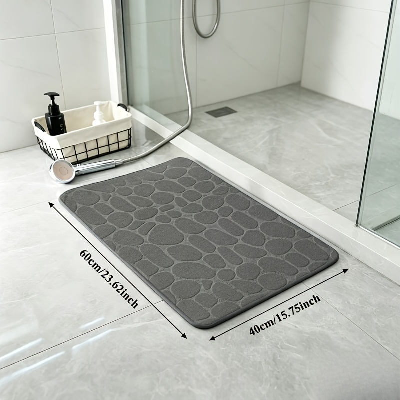 Image of Ultra Soft Memory Bathroom Mat With Pebble Design - Fast Drying, Machine Washable - Perfect For Bathroom Decoration And Shower Safety, Christmas Bathroom Supplies