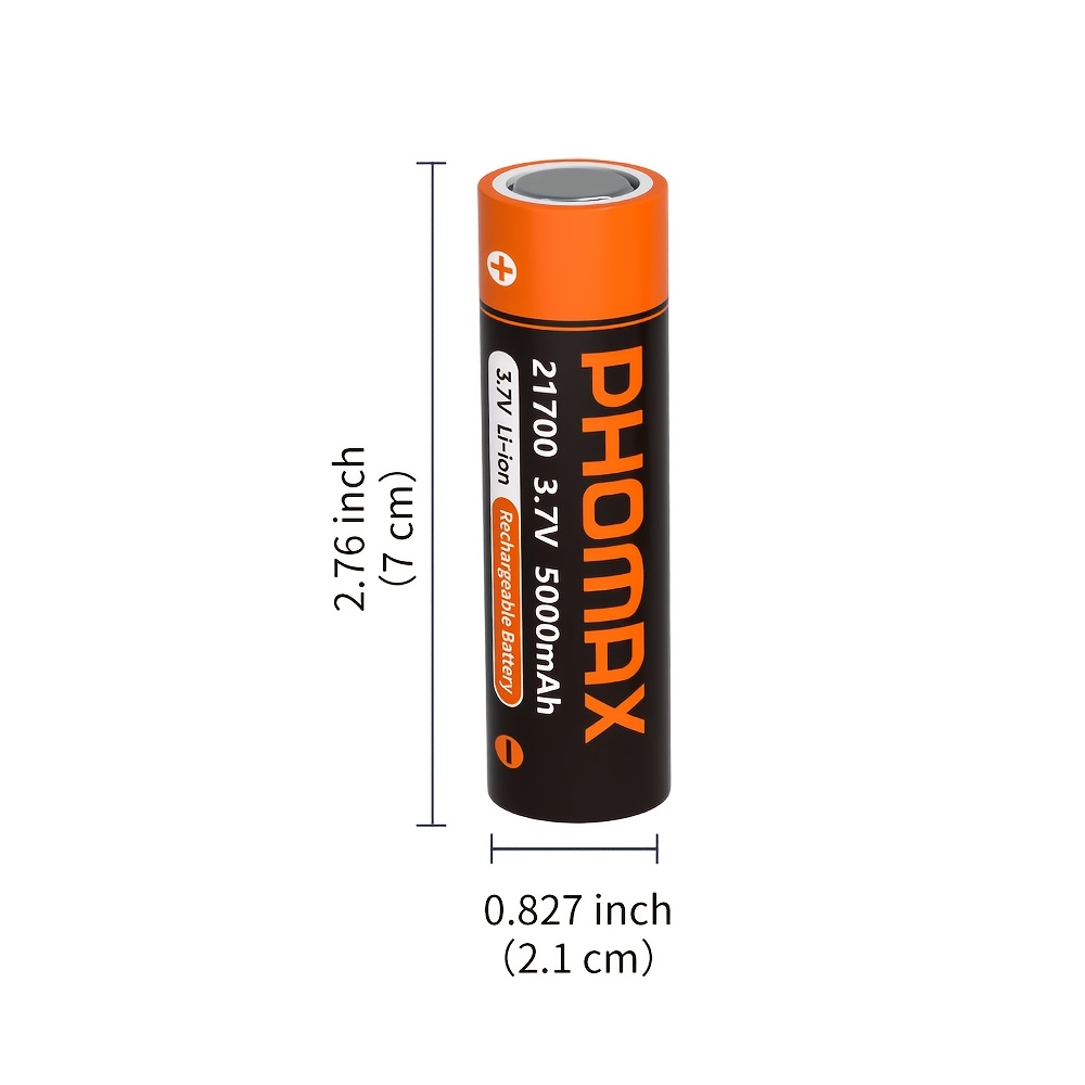 batería de   de litio 21700, 5000 mah, 3.7 v, recargable, de cabeza botón, para faros, ventiladores, luces solares, linternas, relojes, electrodomésticos, artículos esenciales de viaje [marca  ]