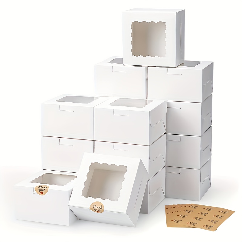 

50pcs White Bakery Boxes 4x4x2.5 Inches Cake Boxes With Window, Cookie Boxes, Pastry Boxes, Dessert Boxes, Treat Boxes For Cheesecake, , Treats, Pastry, Cupcake, Pie, Birthday Party