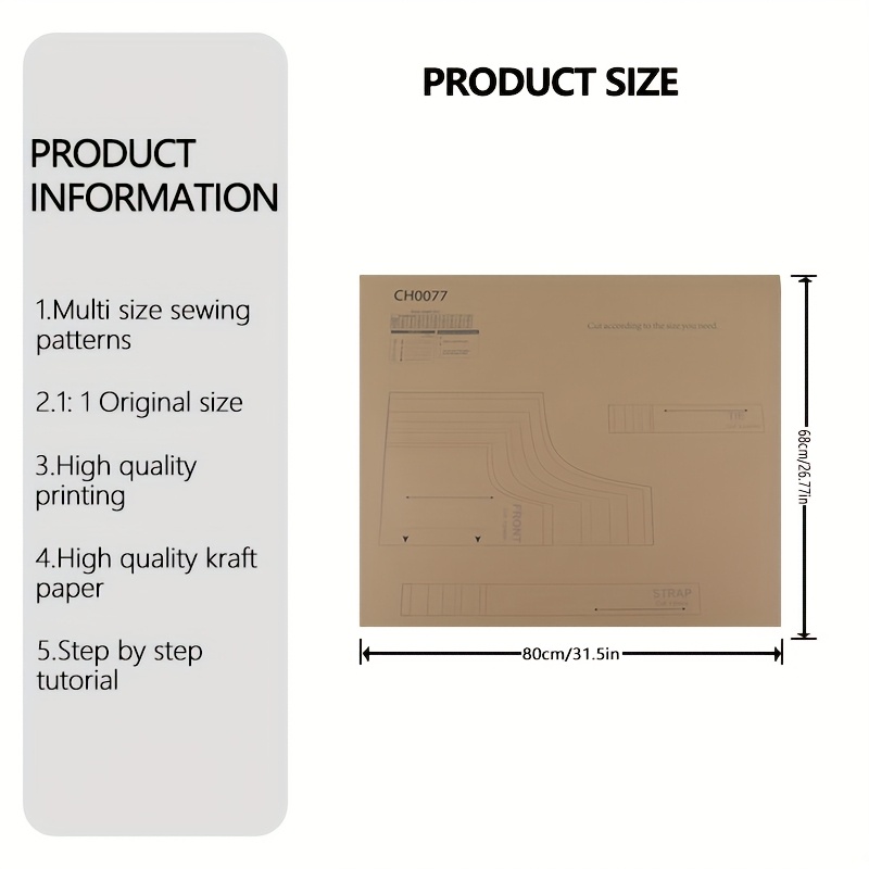 TEMU Tablier 9 Tailles (6M-10A) de Couture, de Vêtements à l'Échelle 1:1, Kit de Couture pour Débutants, de Vêtements, Modèles de Couture Parfaits