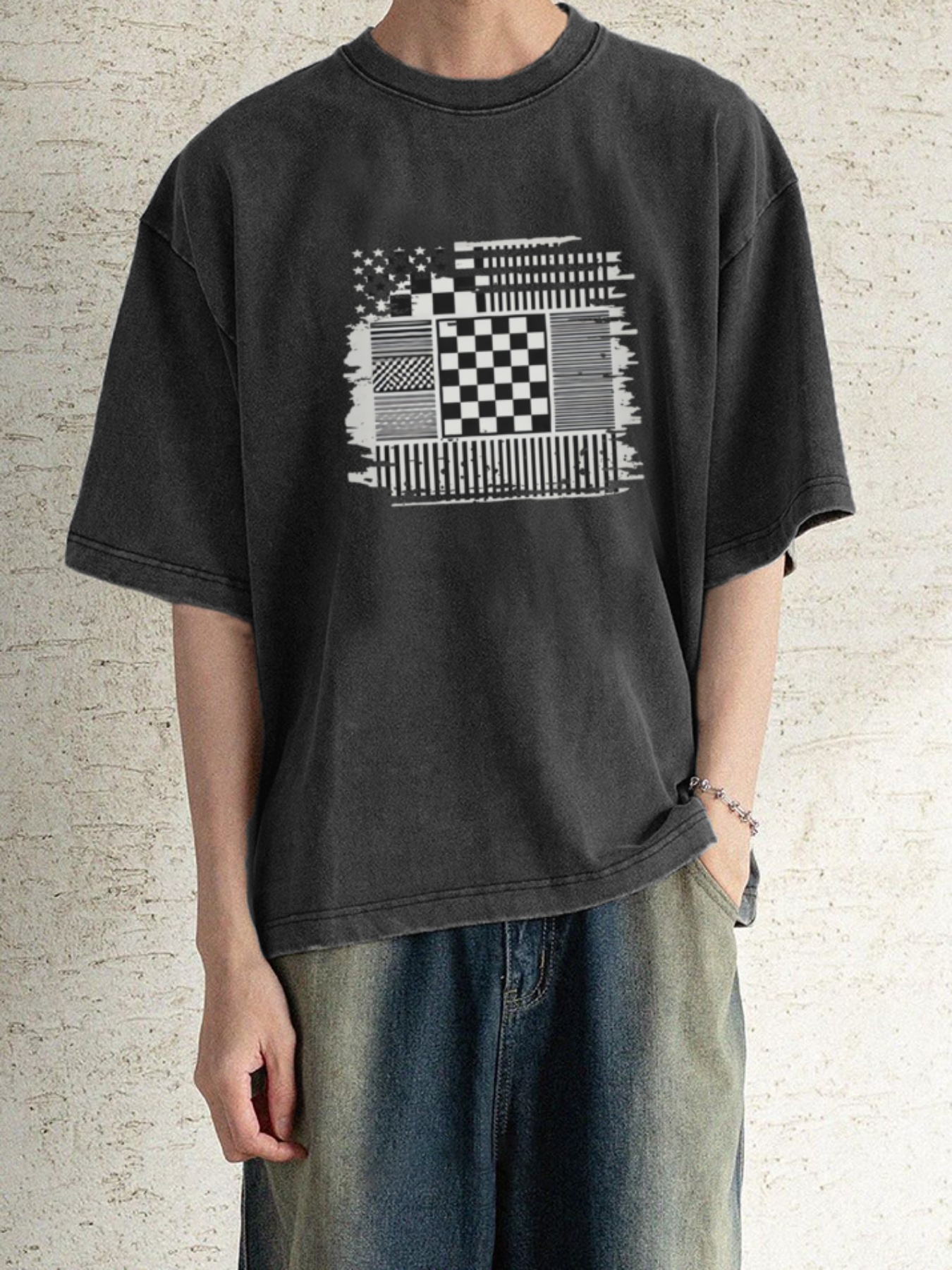 camiseta moda retro hombre denim vintage estampado Temu Ecuador