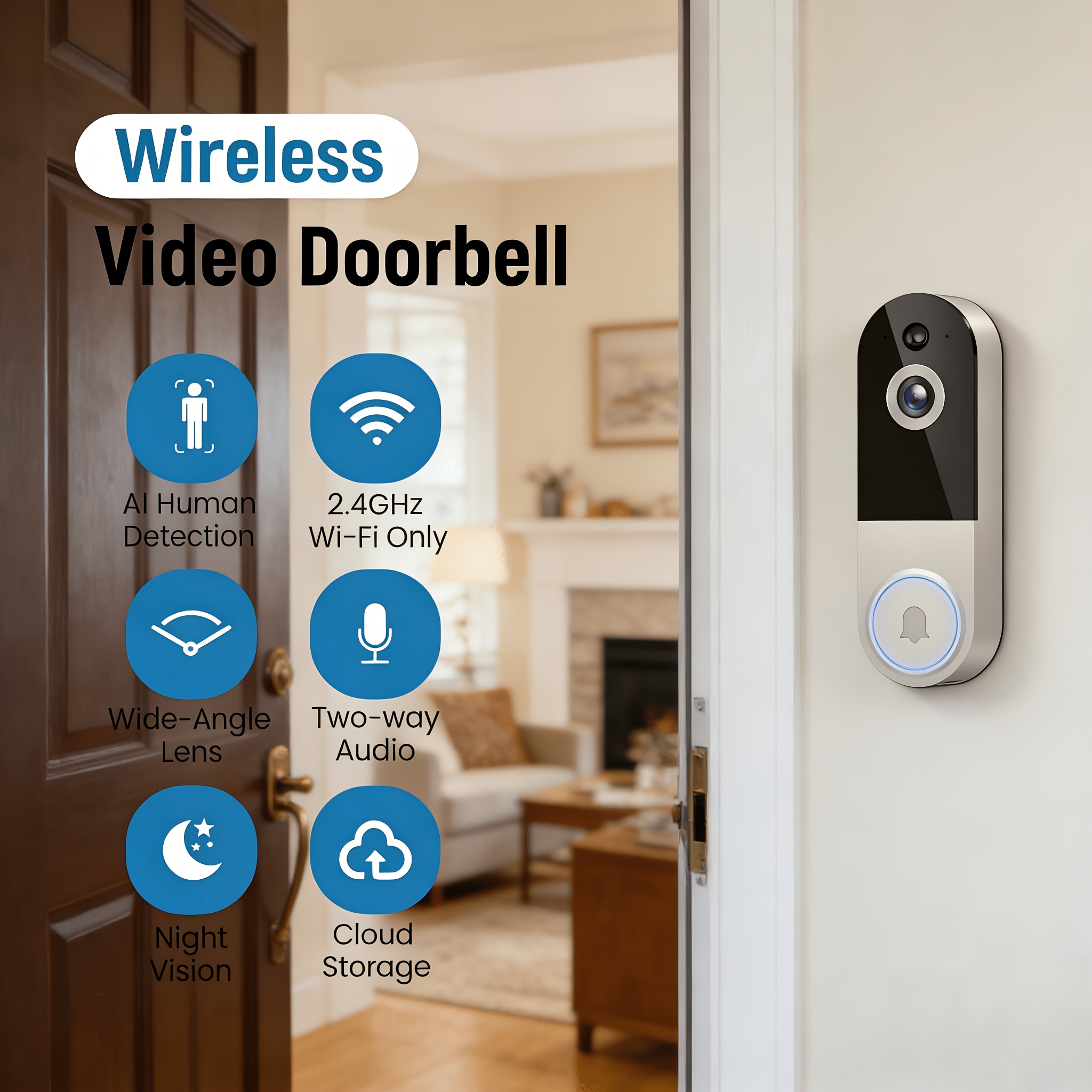 TEMU intelligente per casa 2K, con telecamera con visione in , di con archiviazione su cloud, intelligente senza per casa - Rilevamento con IA, Solo