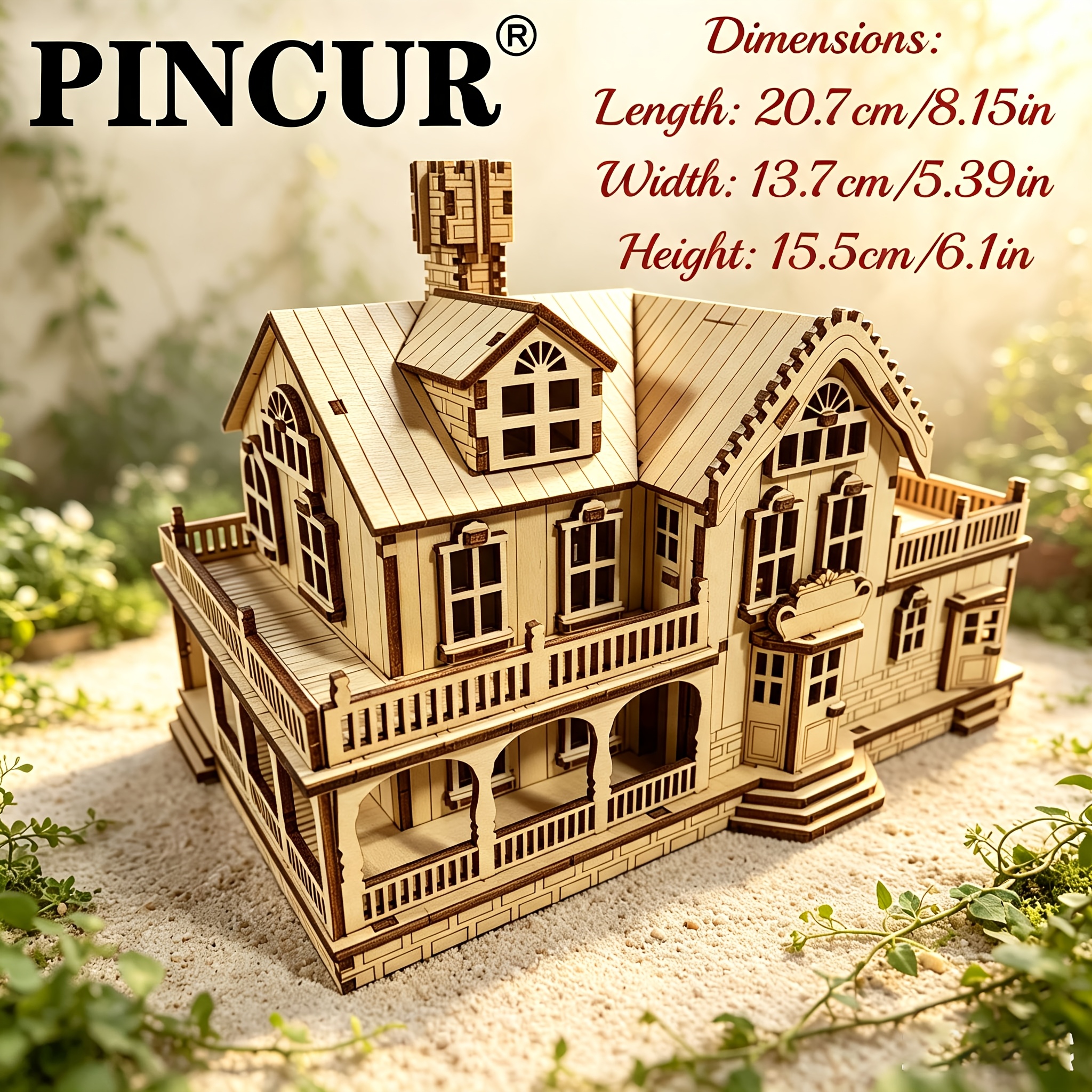 TEMU Western-style Cottage 3d Hand-assembly Puzzle Model, Recreating The Classic Victorian- Structure, Featuring A Balcony, Steps, An Attic And Other