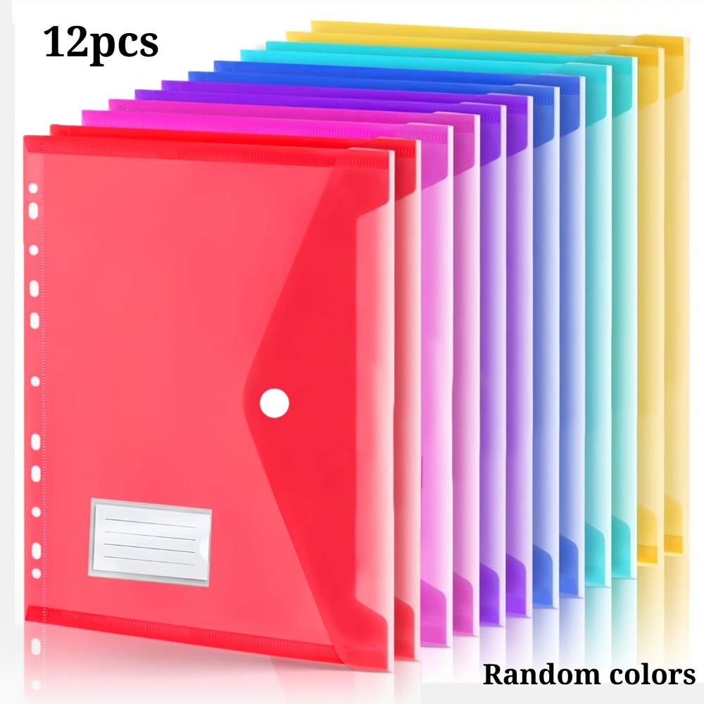 TEMU ARXR Lot de 12 pochettes de classement A4 à 11 trous en PP, pochettes de classement transparentes extensibles couleur Morandi avec