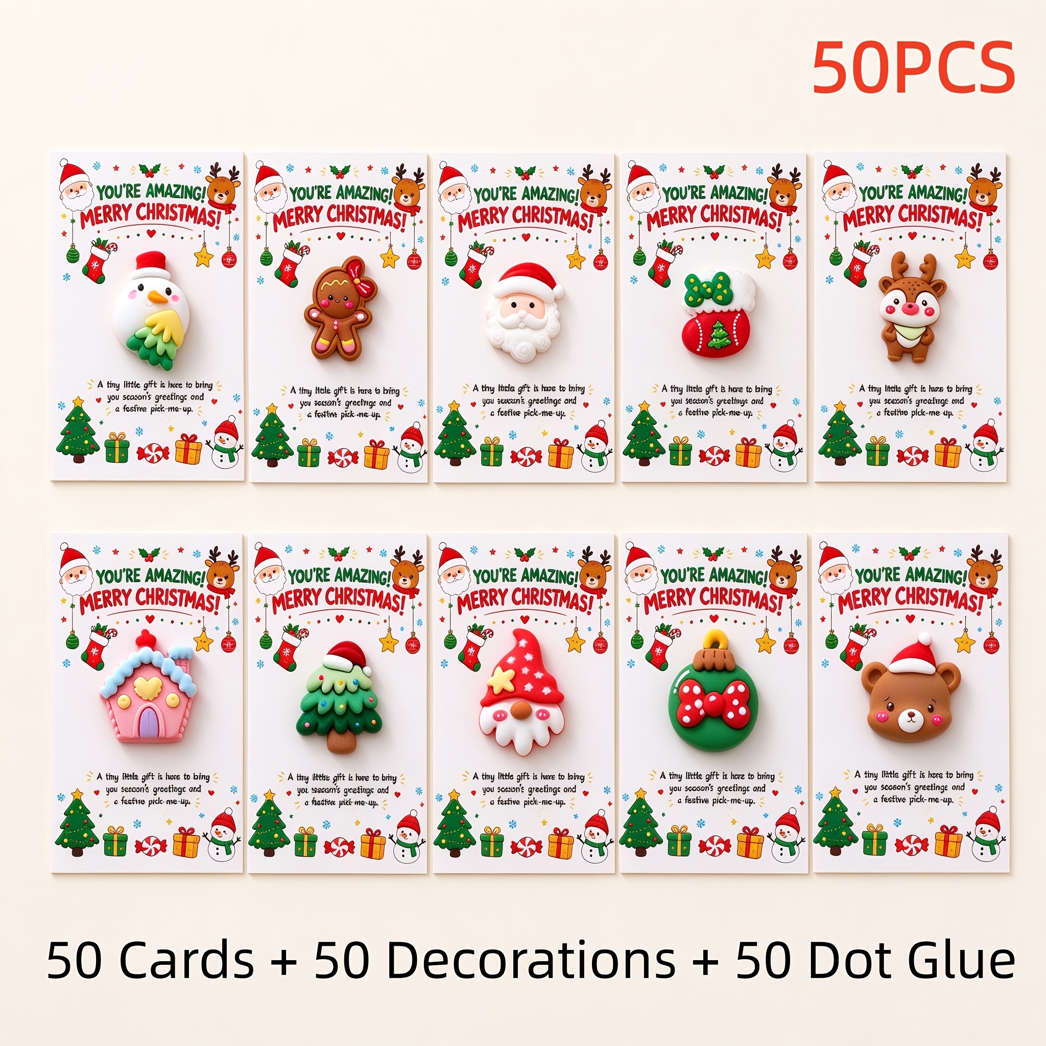 TEMU 50pcs Christmas Pocket Hug Keepsake Gift - Holiday Token With Greeting Card, Festive Stocking Filler Party Favor For Celebration