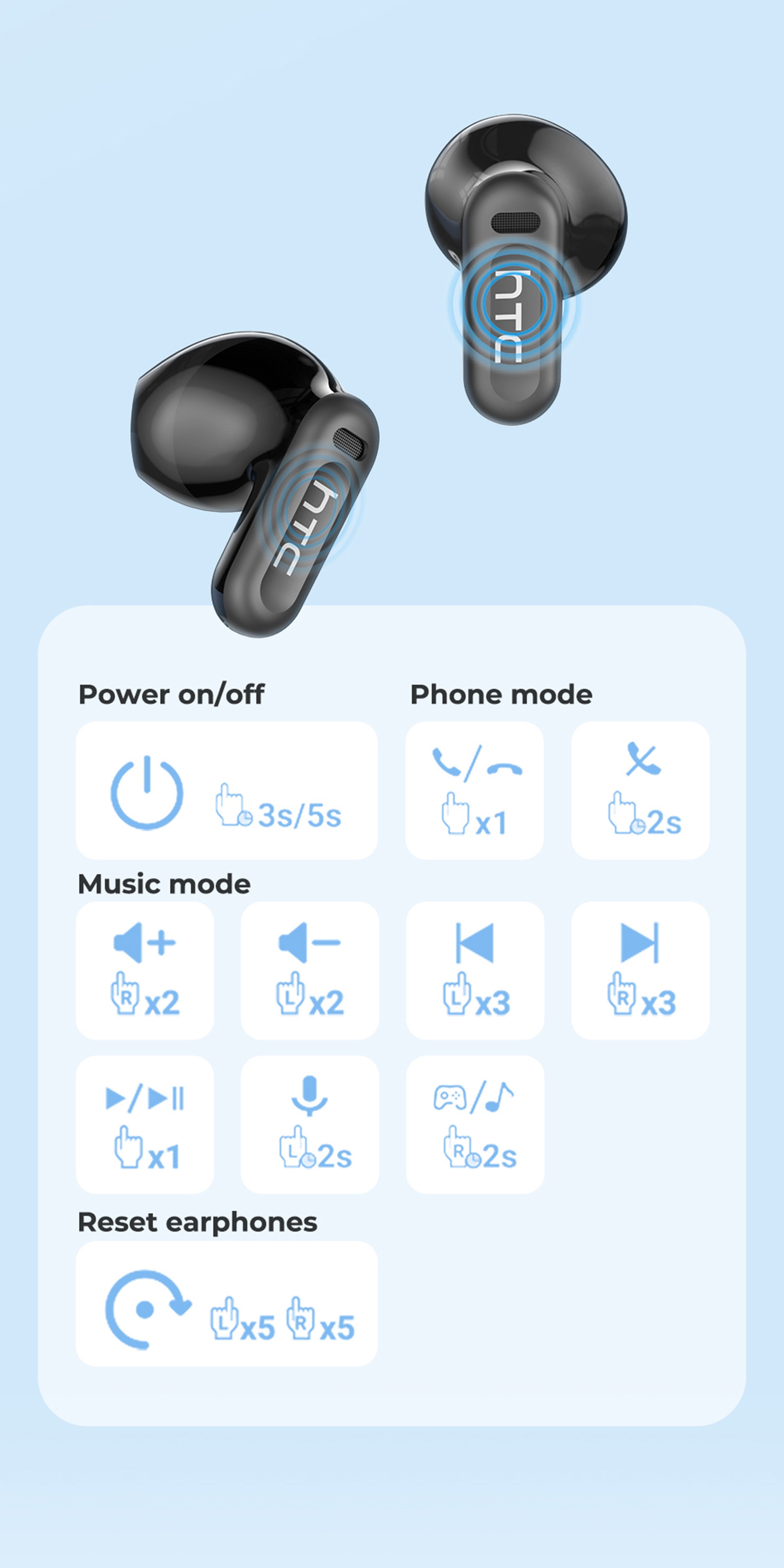 1pc HTC NE20 Wireless Translation Earbuds, Equipped with Translation for Over 136 Languages, Enabling Better Cross-linguistic Communication. Features V6.0 Low-latency Wireless Connectivity, Active Noise Cancellation for Undisturbed Sleep