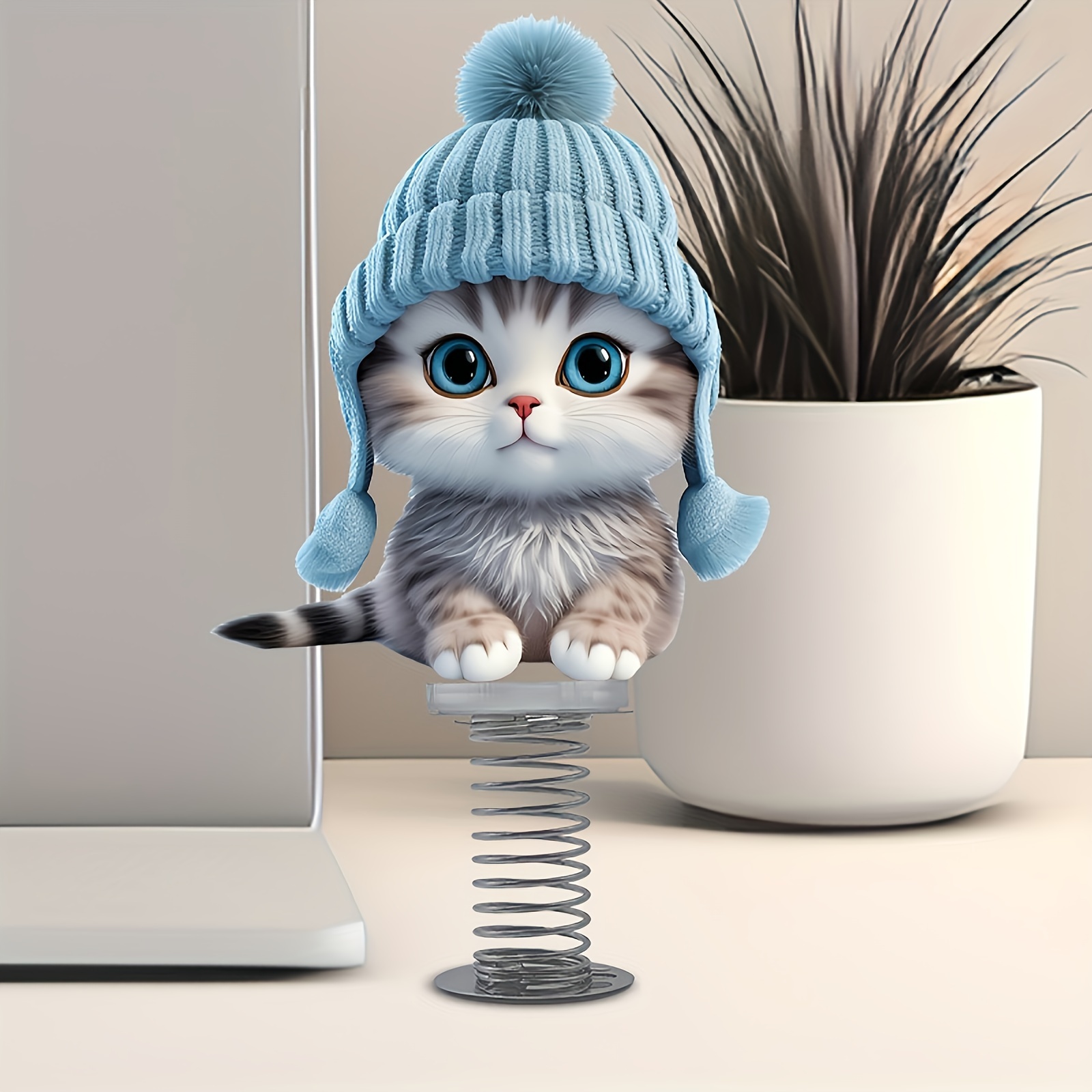 

Adorable Acrylic Cat Bobblehead - Versatile 2d Ornament For Cars, Desktops & Bikes | Perfect Gift For Parents & Friends