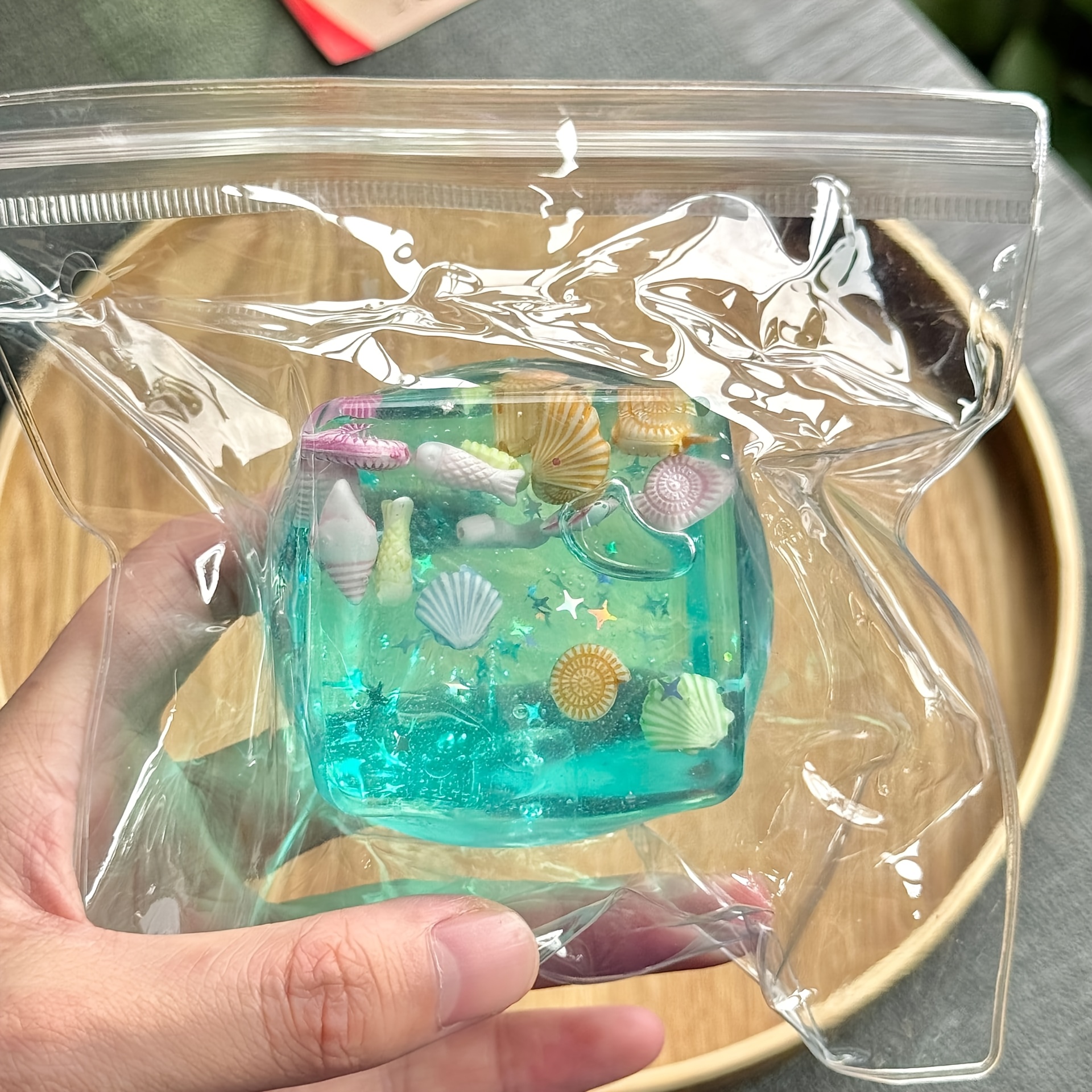 Cube Of Ice And Ocean Shell Squeeze Toy, Soft Slow Rebound Sensory Fidget Toy, Stress Relief , Elastic Decompression Toy