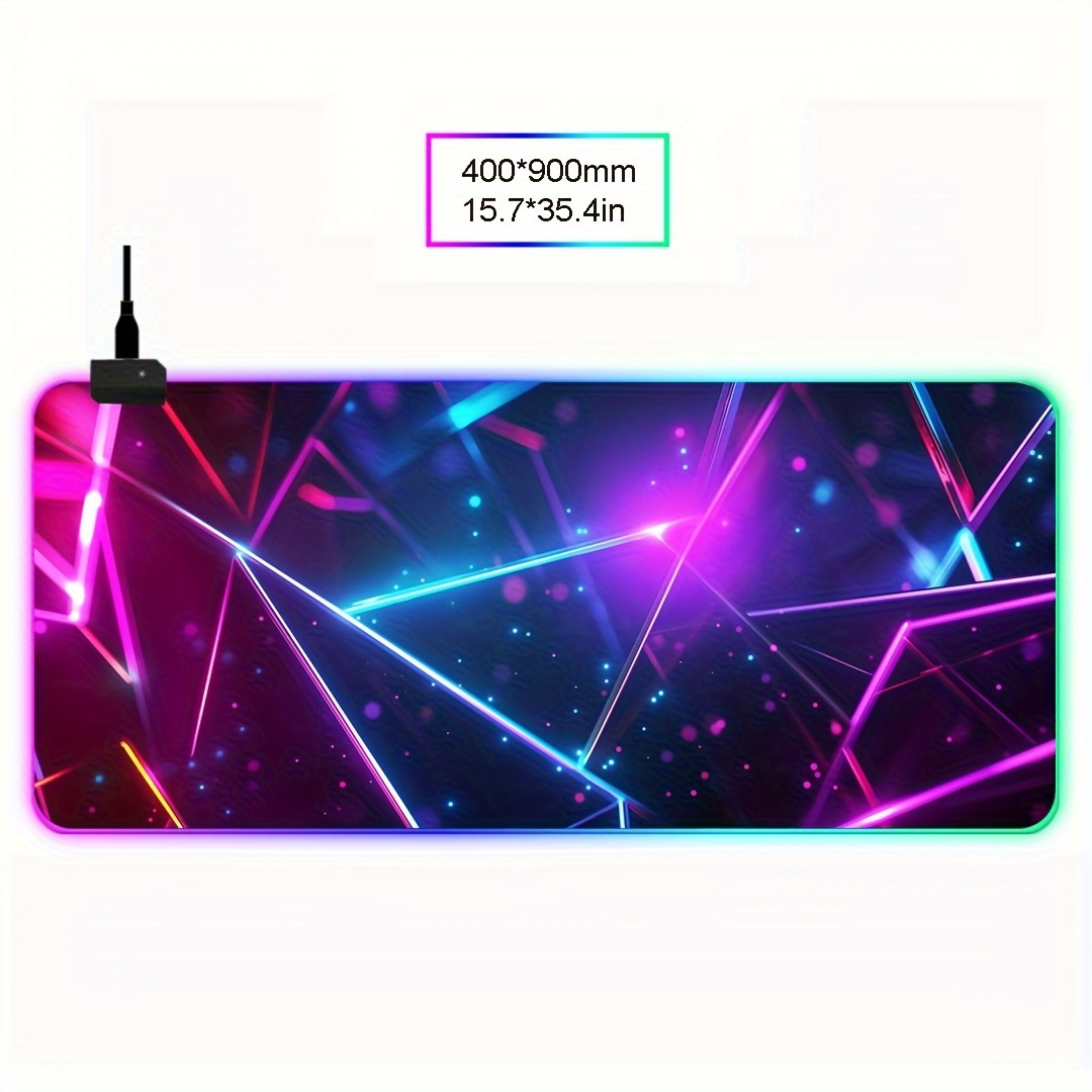 RGB LED Backlit Gaming Mouse Pad, 400x900mm Large Keyboard Desk Mat, Thick Non-Slip Rubber, Decorative Office and Student Desk Accessory