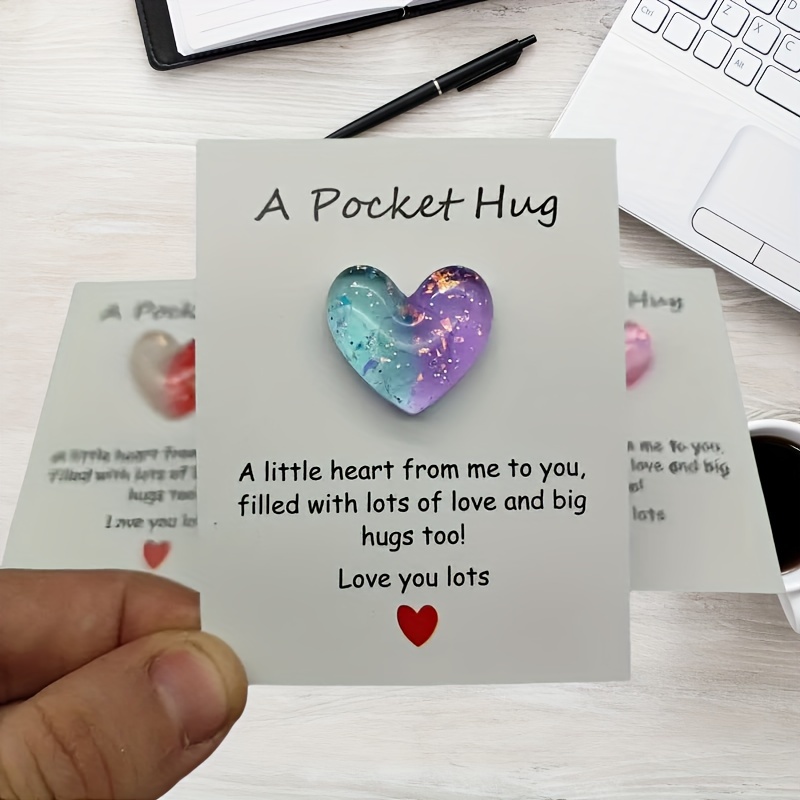 48 Sets Pocket Hug Herz Mit Grußkarten – Kleine Herzen Als Geschenk Für Freunde, Familie & Kollegen