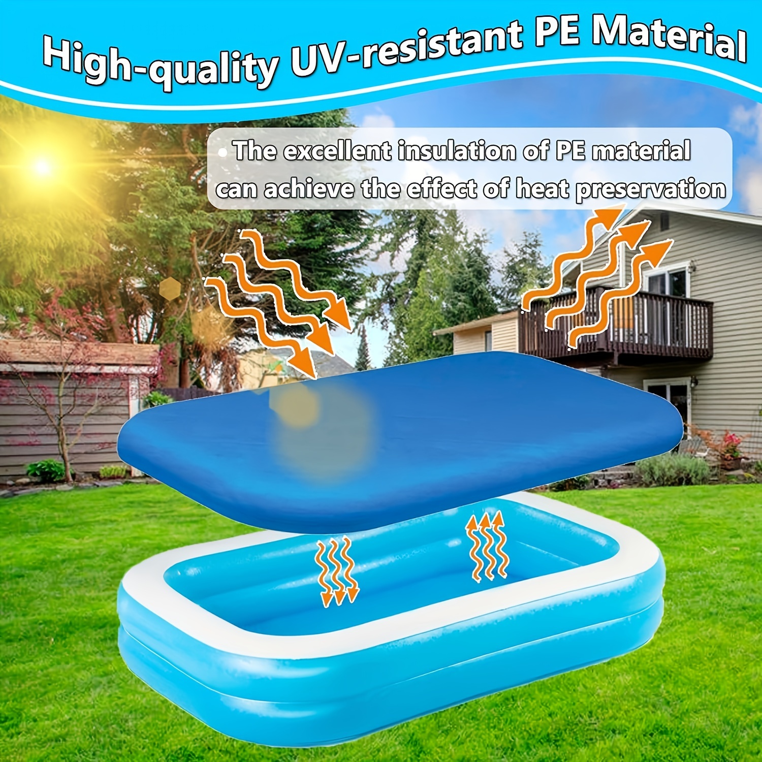 

Premium Inflatable Pool Cover - Durable Plastic, Multiple Components Included, Perfect For Outdoor Family Pools