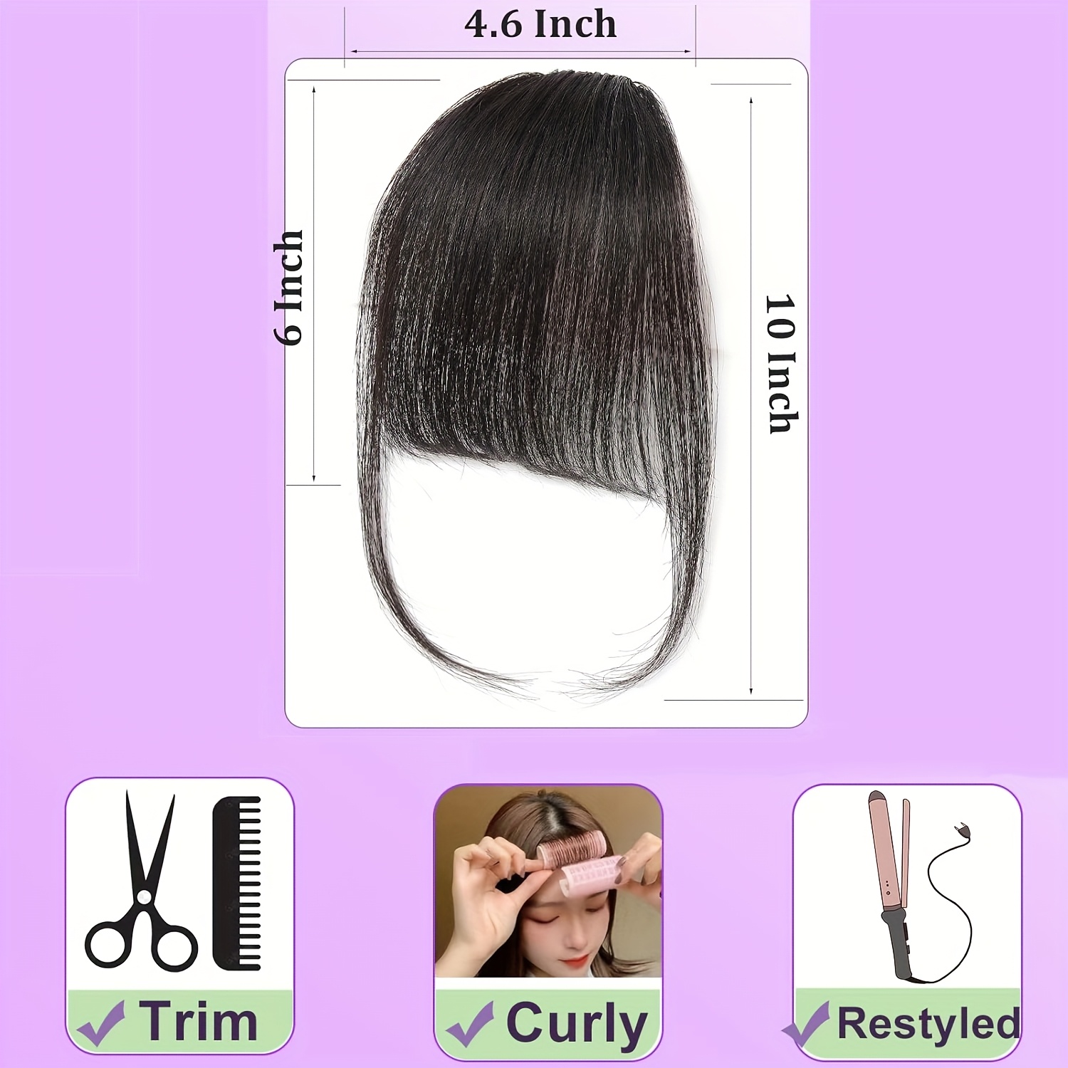 clip in bangs invisible seamless lightweight 100 human hair wispy bangs with sideburns natural curved hair extensions for women daily wear stylish look stylish hair accessory natural   lightweight hairpiece hair extensions details 6