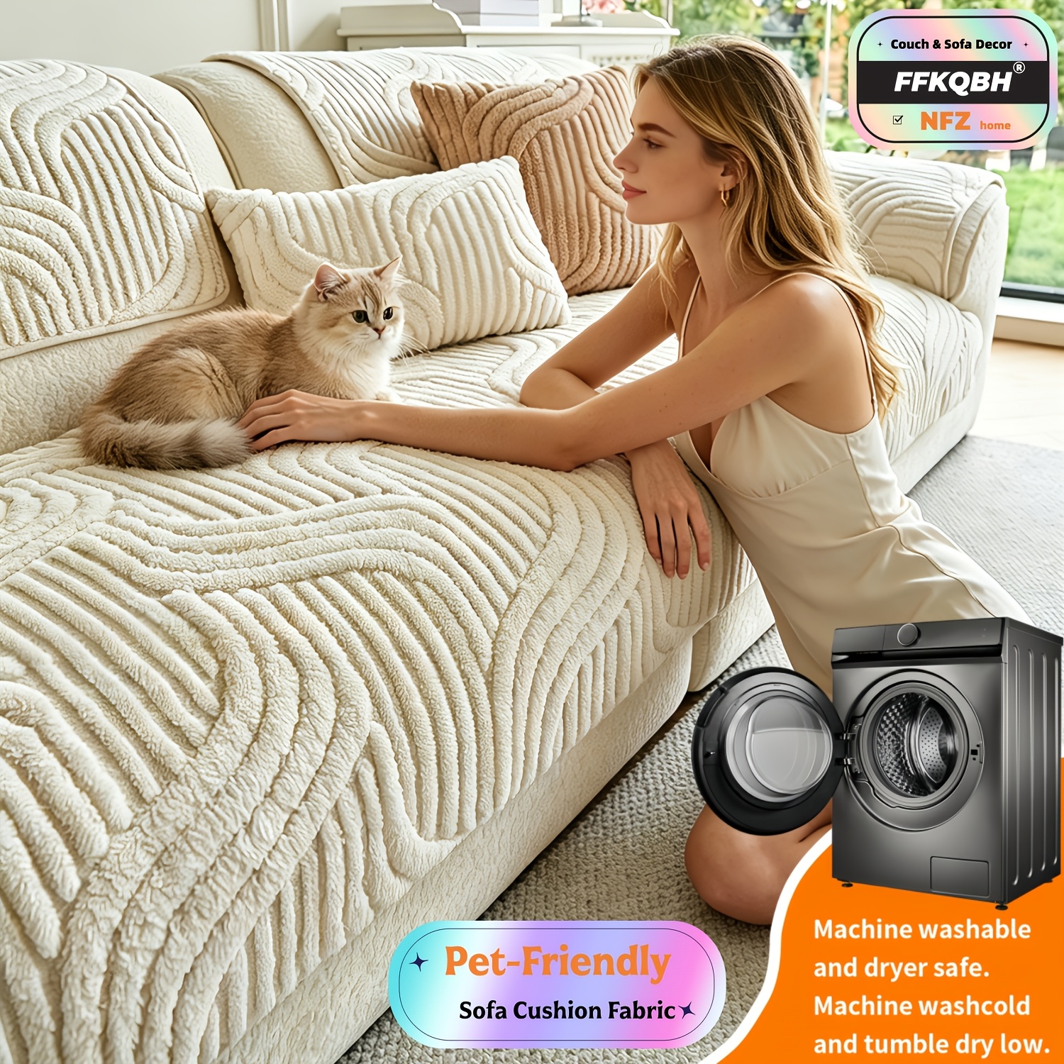 1pc   solid color luxury polyester velvet non slip sofa cushion pet friendly machine washable suitable for 2 3 4 5 seater and sectional sofas a perfect gift for home decor   tear resistant bohemian  