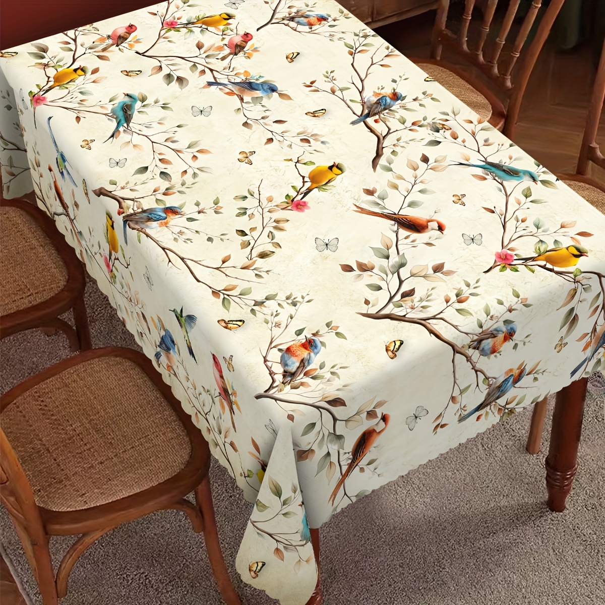   and butterfly print polyester tablecloth   anti wrinkle suitable for indoor and outdoor use in living room or kitchen round rectangular multiple sizes  