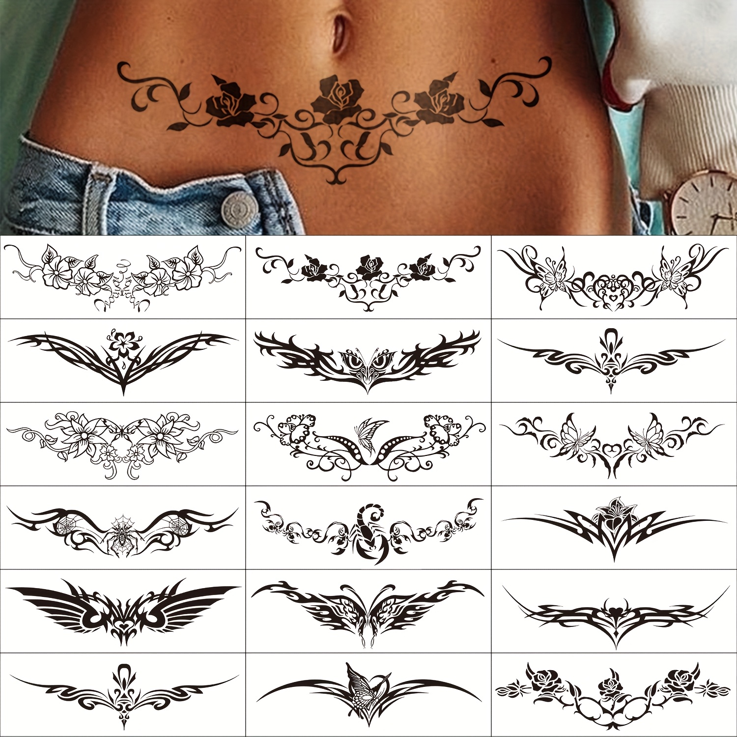 30pcs 18pcs black tribal temporary tattoo - Temu Algeria