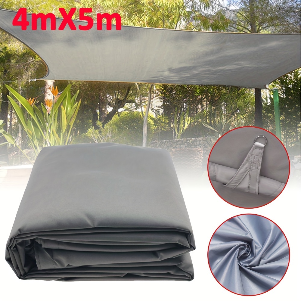 

4 X 5 M Waterproof Shade Sail Rectangle Uv Sun Protection Gray For Patio Balcony