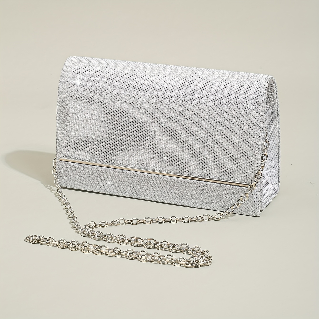 TEMU Elegante pochette da sera. Borsa a tracolla da donna con catena. Luce glam. Pochette . Borsa quadrata glitterata