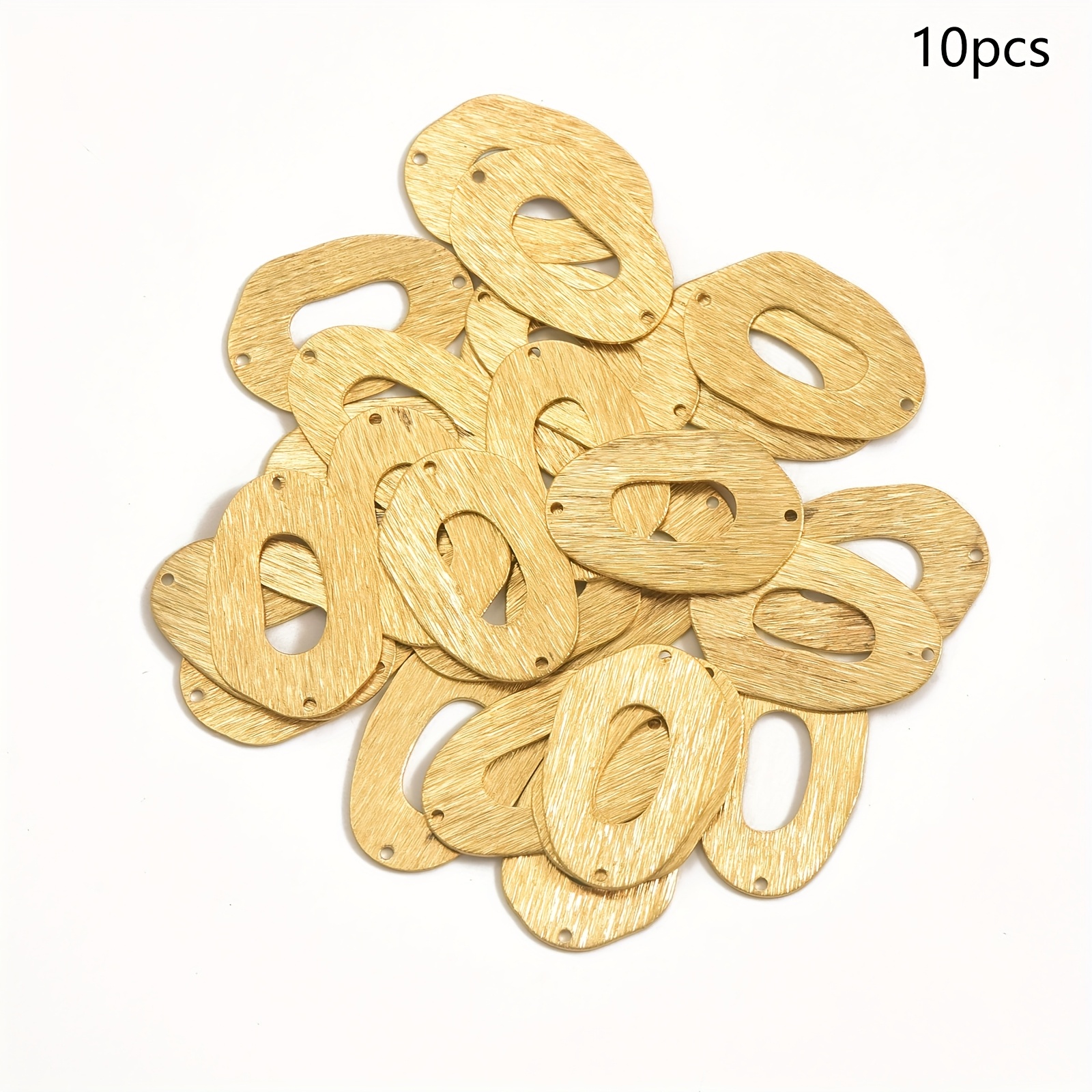 TEMU 10 pièces Pendentif Rond Géométrique Irrégulier Creux en Laiton à Double Trou avec Texture Brossée - Accessoires pour Femmes et DIY Bijoux