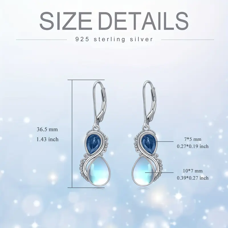 earrings 925 sterling silver vintage dangle drop leverback earrings with 12 months birthstone jewelry gifts for women her Product details 2