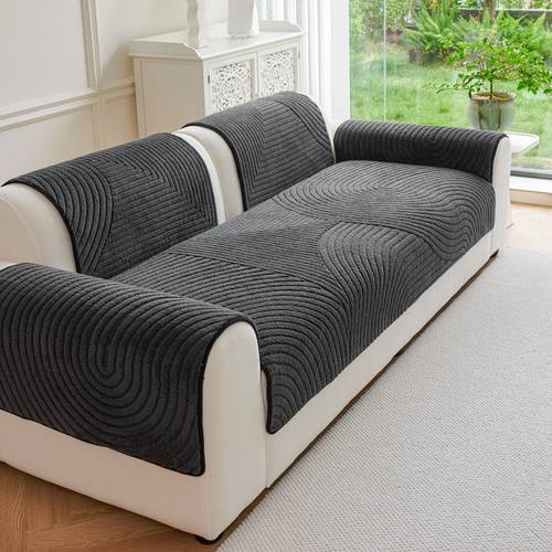 1pc polyester velvet high end sofa cover solid color cushion plush seat cushion suitable for fade resistant and material pet friendly protective pad machine washable and hand washable