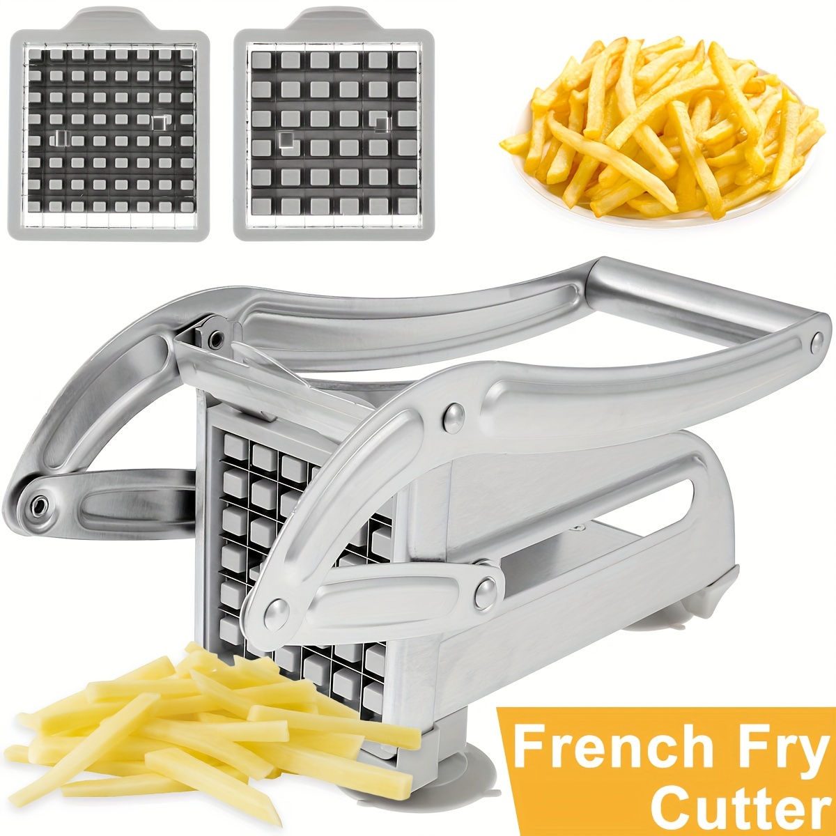 

Menibbler 1pc French Fry Cutter Stainless Steel Chipper Fast Cutting Chip Cutter With 36/46 Holes Blades Manual Food Dicer Multifunction Vegetable Fruit Chipper For Onion Manual French Fry Cutter