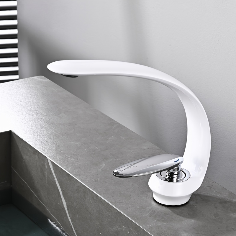 1 szt. Biały kran Kreatywny uchwyt galwaniczny Kuchnia Umywalka do łazienki Kran ciepłej i zimnej wody do basenu i do użytku zawodowego Instrukcja pływania i korzystanie z hotelu