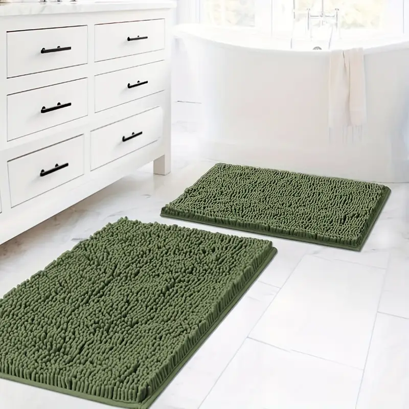 2pcsbath rugs for bathroom slip resistant shag chenille bath rugs mat and absorbent bath rug for shower room machine washable fast dry 20 x 32 plus 17 x 24 Product details 3