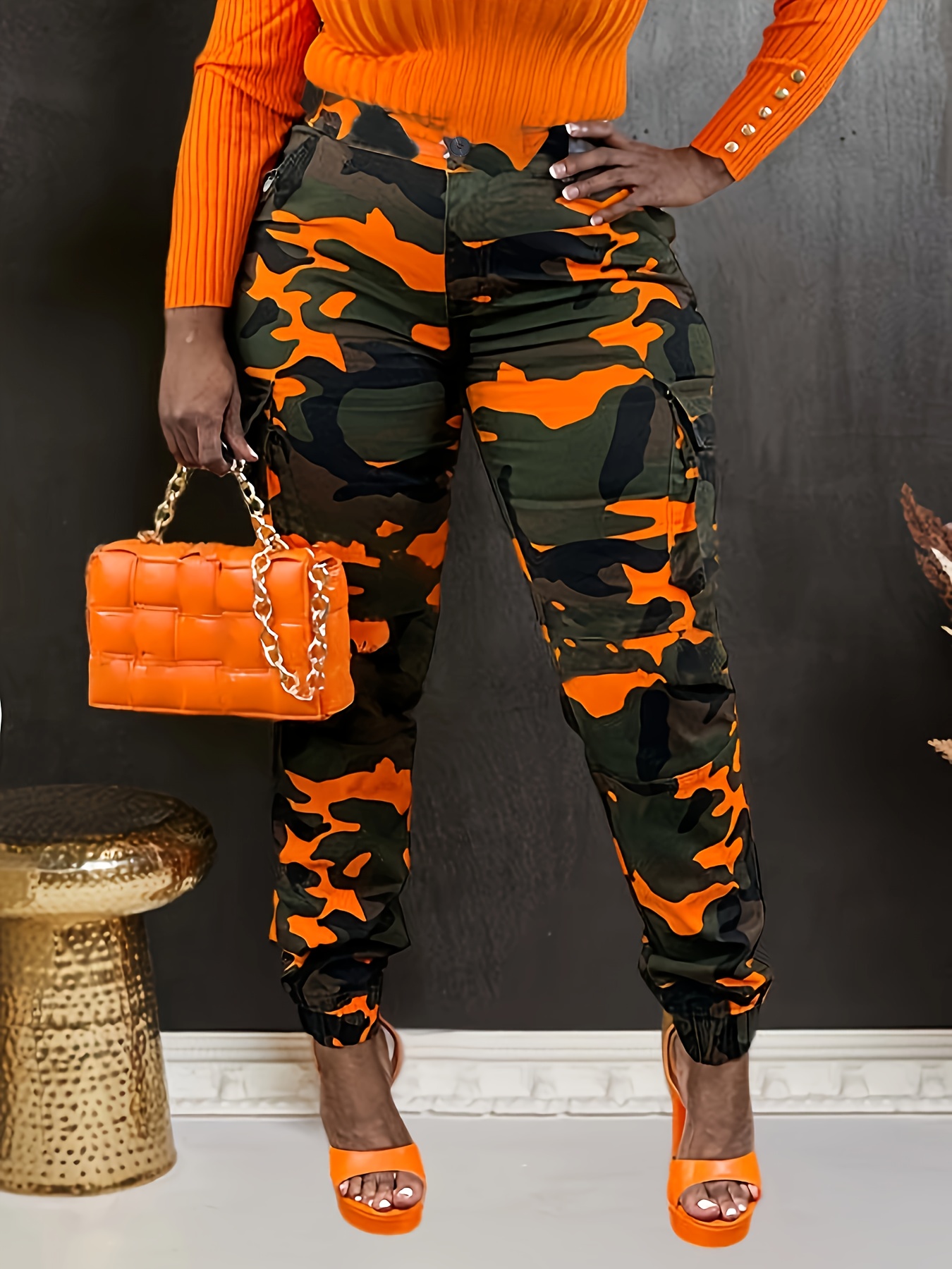 womens camo print joggers pockets casual high waist Temu Pakistan