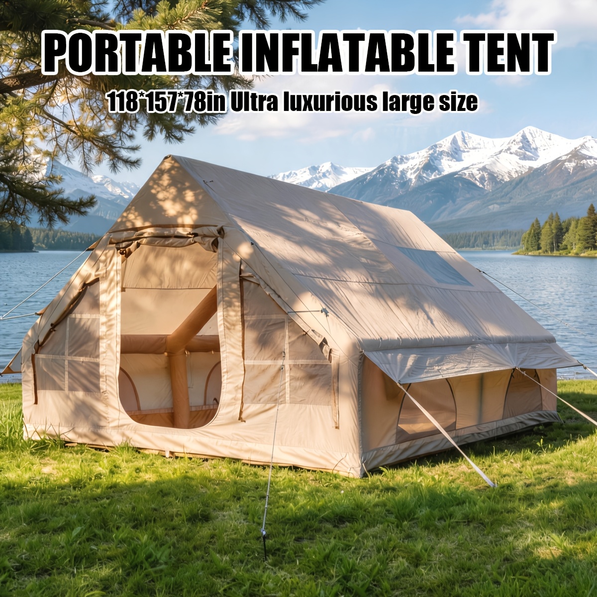 inflatable tent with skylight quick setup inflatable tent all weather air tent sun protection oxford cloth inflatable shelter for camping inflatable glamping tent