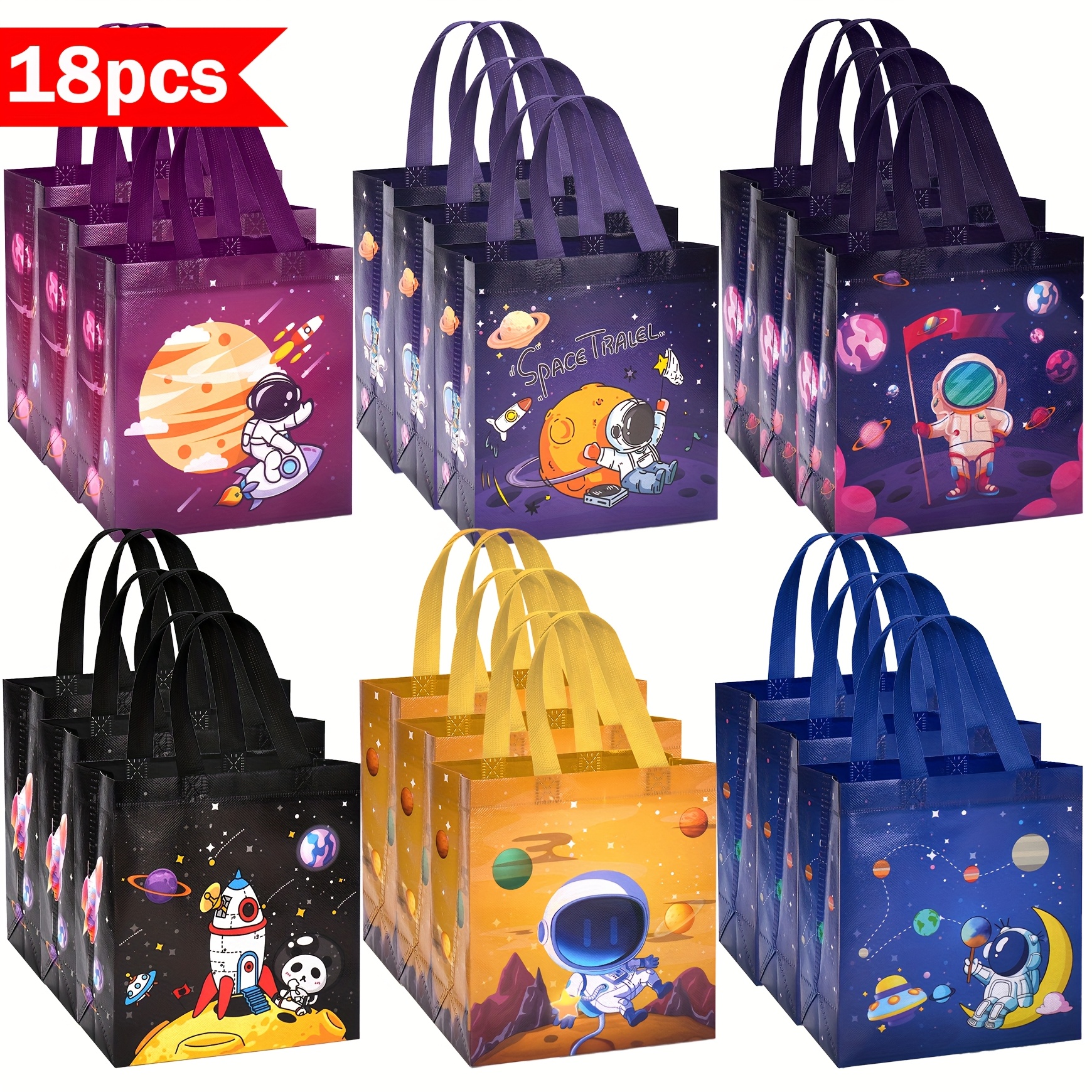 TEMU Regalo para Ella/Él, Bolsas de Detalles de del Exterior, 18 Piezas, Bolsa de Regalo de Astronauta de Tela No Tejida con , 9x8.7x4.3 Pulgadas,