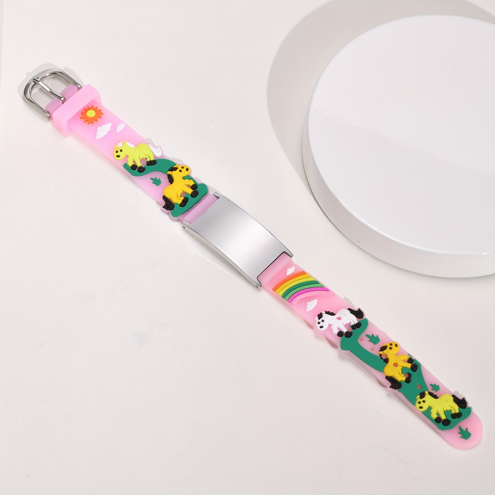 TEMU Customize Personalized Emergency Bracelet Special Id Bracelet - Silicone Curved Plate Custom Allergies And Other Emergency Information Cute Id