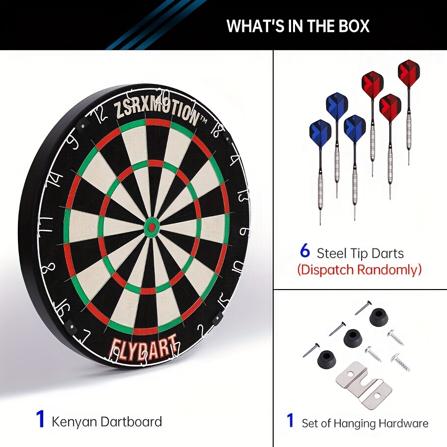 Image of Zsrxmotion Professional Kenya Sisal Dart Board 18 Inch With Steel Tip Darts Outdoor Blade Net Dart Board Set With Swivel Number Ring Includes 6pcs 18 Gram Darts