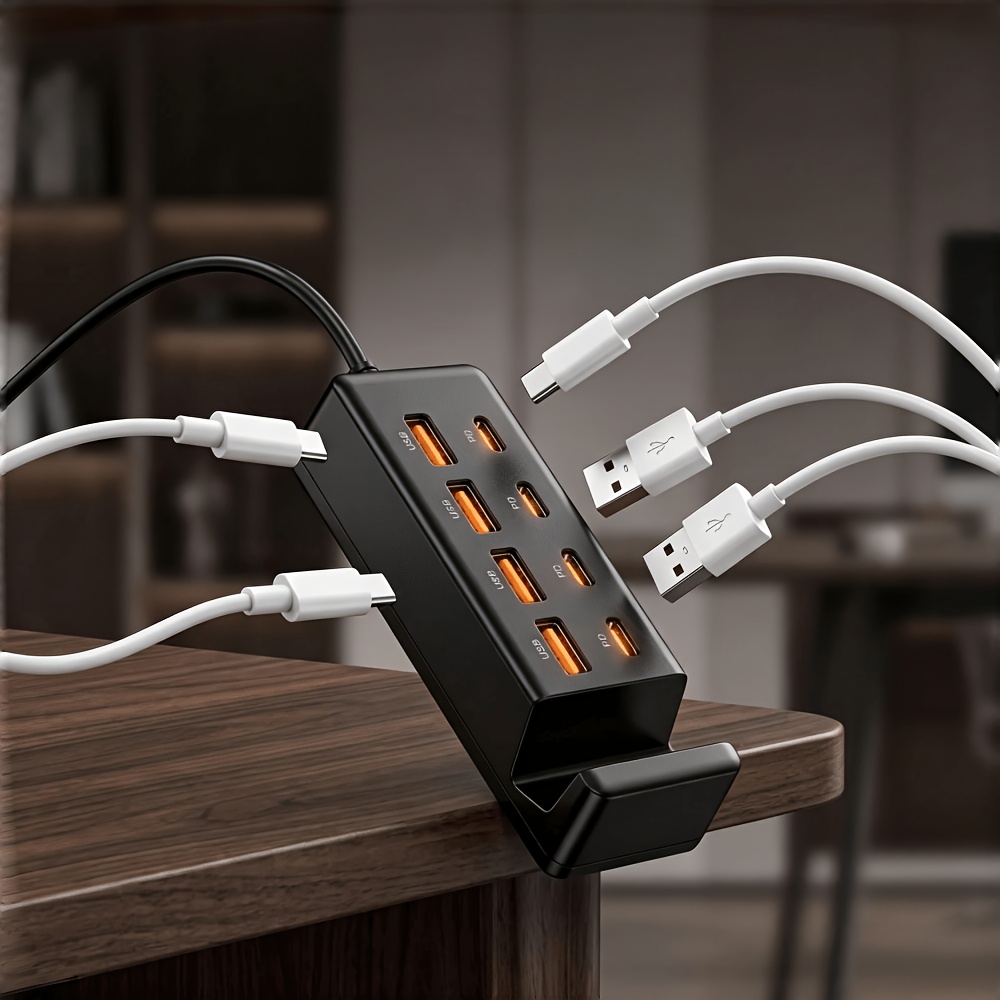 8-Port USB Charging Station with Phone Holder