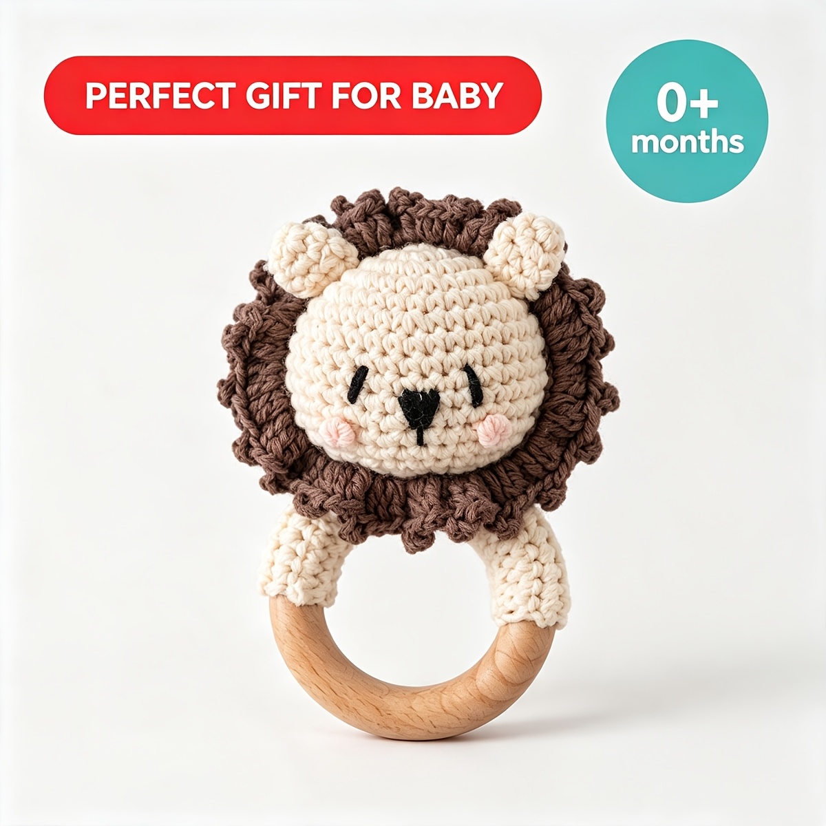 Handmade Baby Rattle, Soft Knitted Toy for Infants