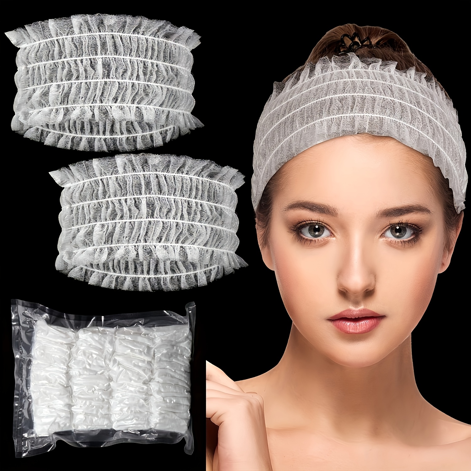 TEMU 50 Pezzi Fascie Spa Monouso, Fascie Morbide per Capelli Non Facciali, Asciugamani Elastici per , Salviette per della Pelle, Trucco e Sauna per