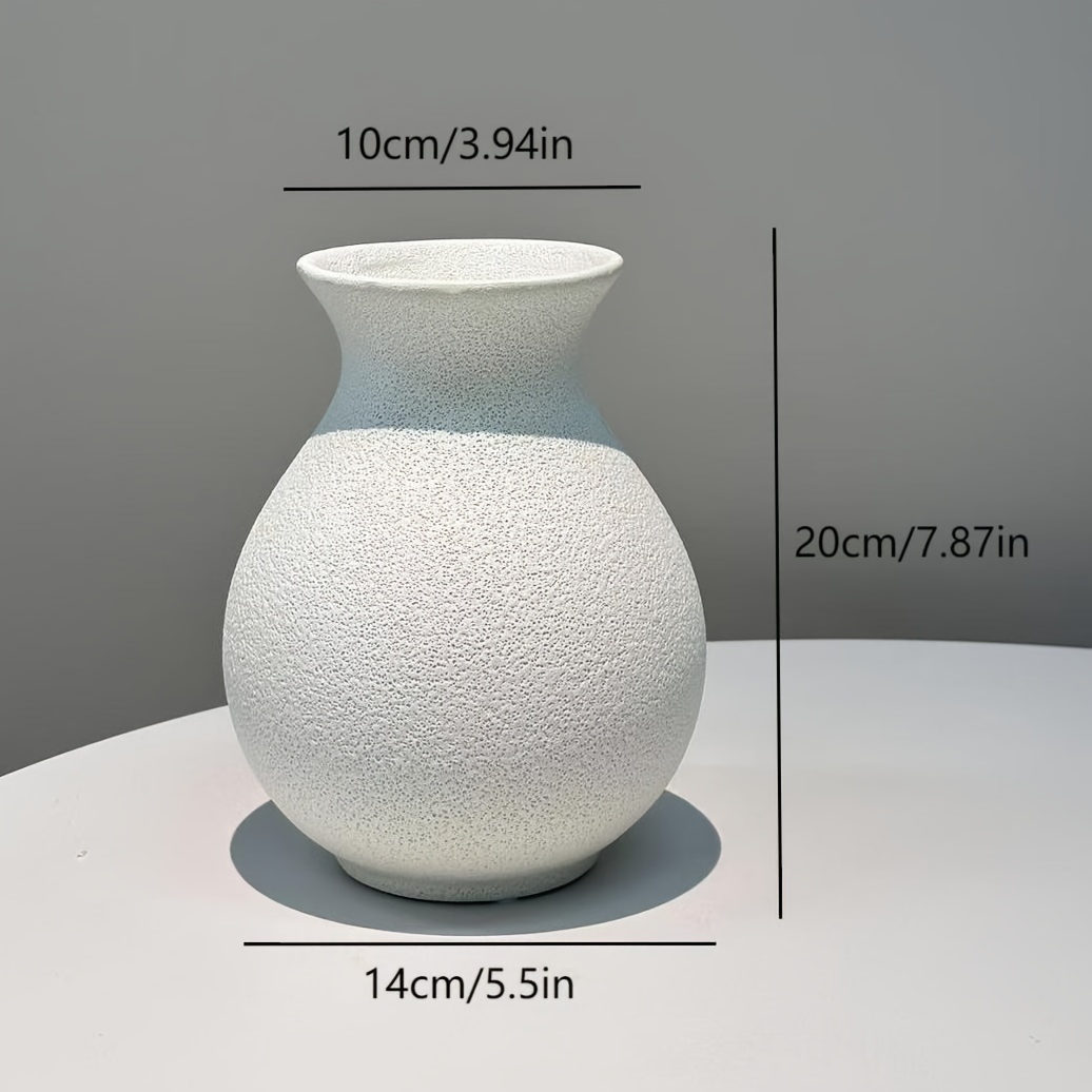 Image of High-quality - Ceramic Vase With A Large Opening, Featuring Lace-like Textures, Perfect For Creative French Or American Minimalist Decor, Suitable For Dry Flowers Or Hydroponics