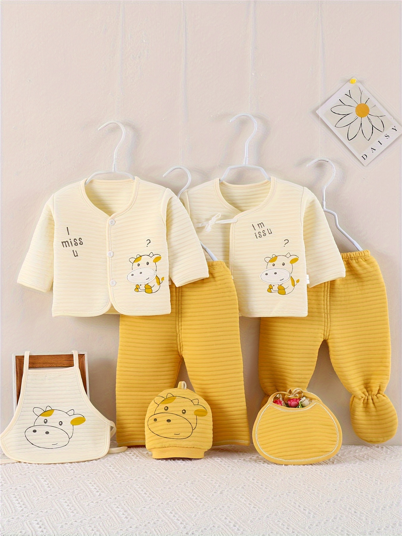 Conjunto de Ropa Invierno para Bebés Recién Nacidos Piezas 0-3 Meses  Traje y con Estampado Vaca (* *) Kit