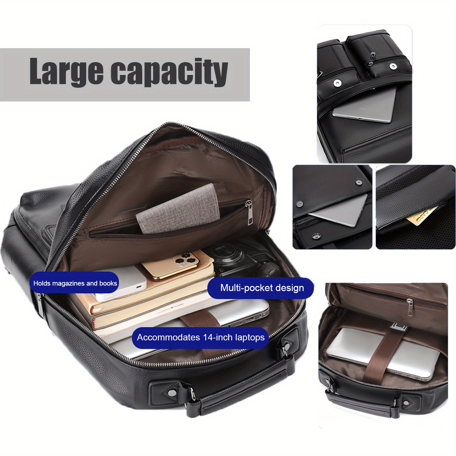 genuine leather laptop backpack men 6 inch laptop - Temu